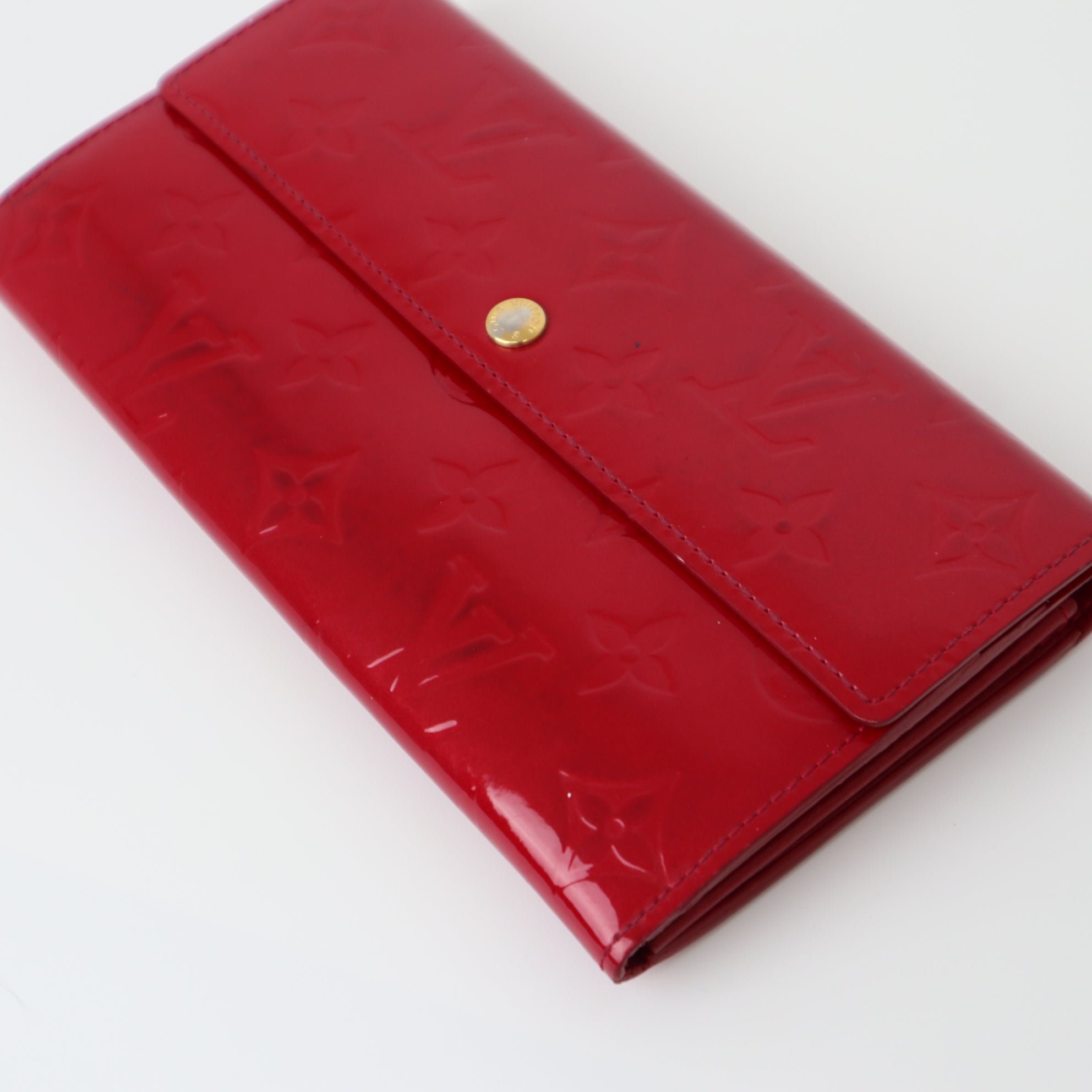 C2012 Louis Vuitton Red Monogram Vernis Patent Leather Sarah Wallet-Pre Owned