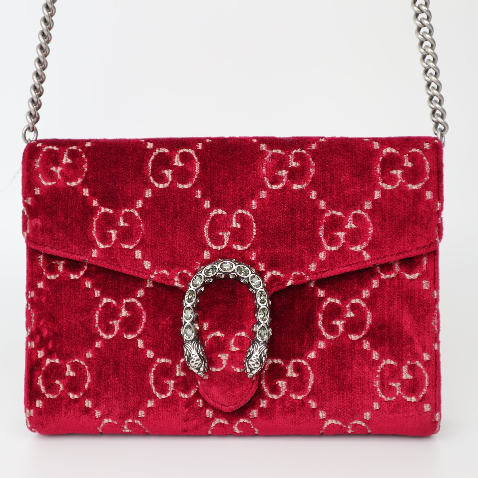 C2013 Gucci Dionysus Chain Wallet GG Velvet-Pre Owned