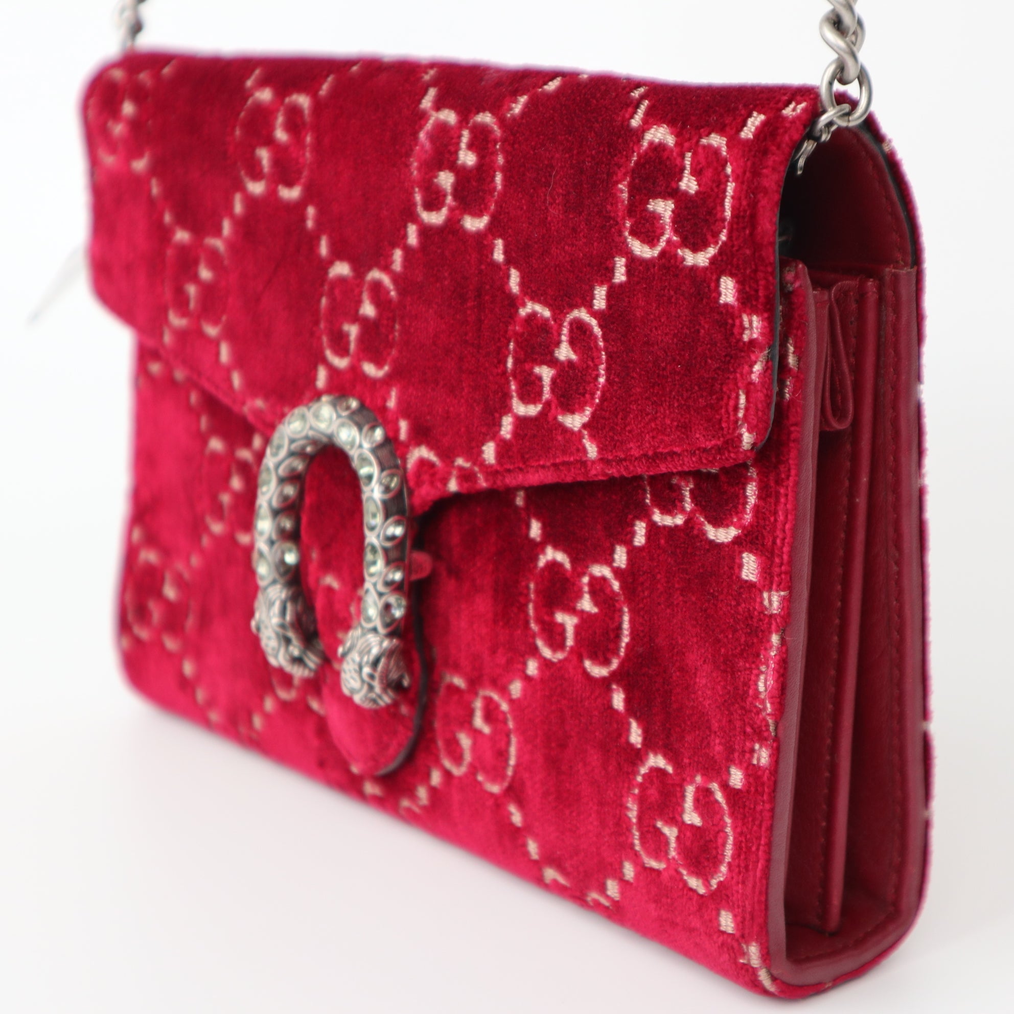 C2013 Gucci Dionysus Chain Wallet GG Velvet-Pre Owned
