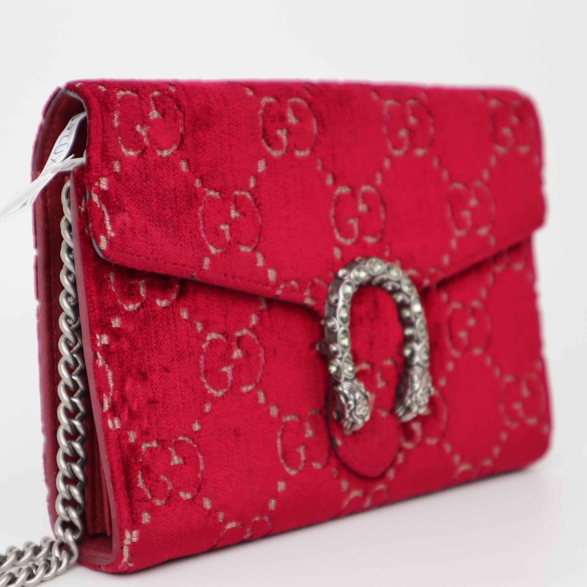 C2013 Gucci Dionysus Chain Wallet GG Velvet-Pre Owned