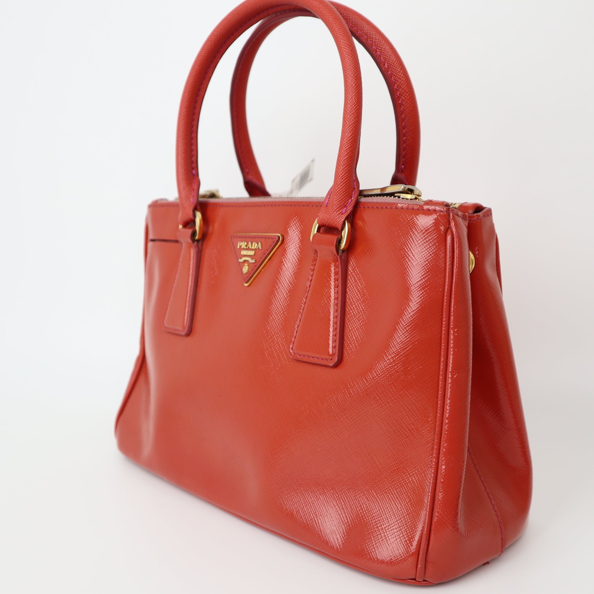 C2019 PRADA Galleria Tote Bag 2way Handbag Shoulder Bag Orange Patent leathe-Pre Owned