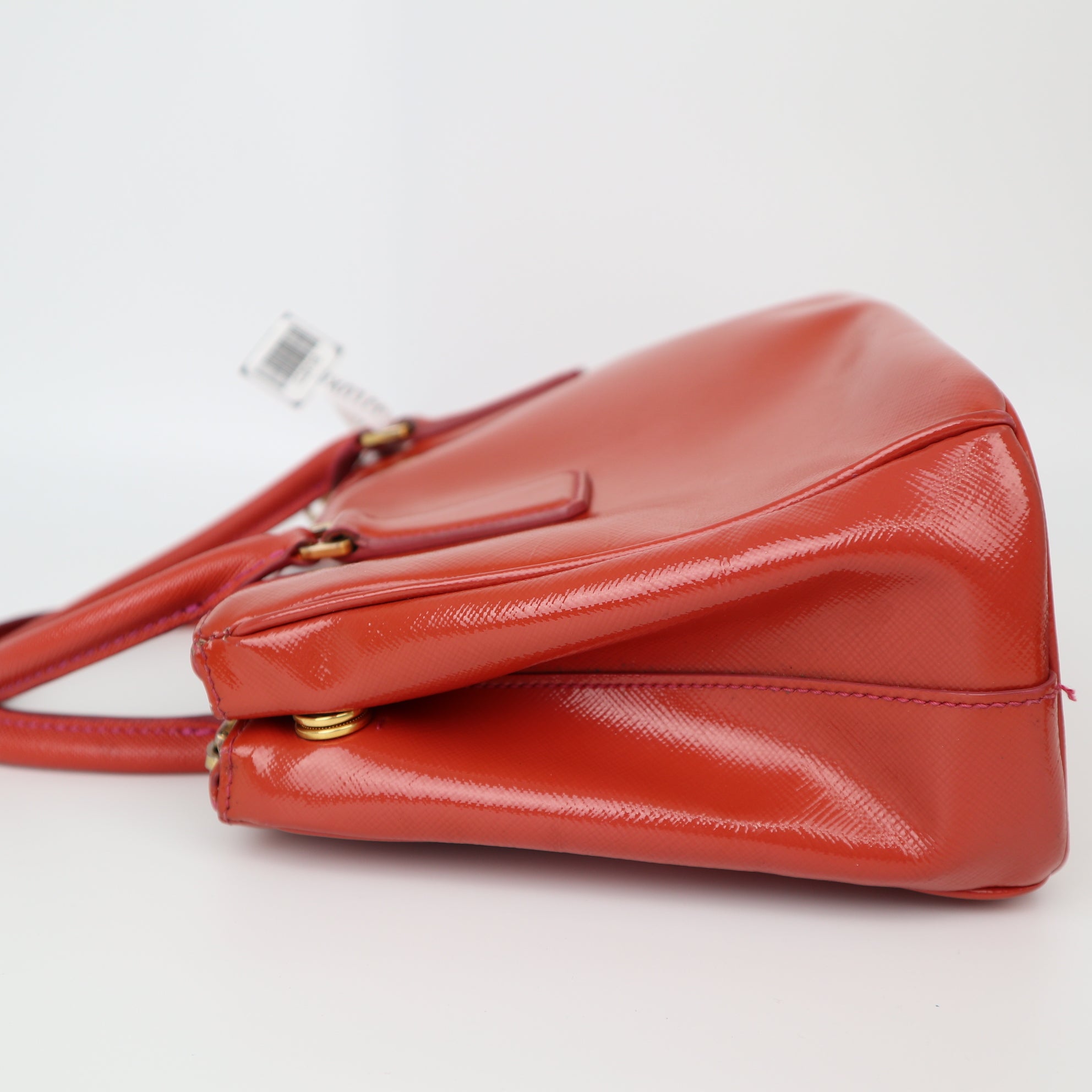 C2019 PRADA Galleria Tote Bag 2way Handbag Shoulder Bag Orange Patent leathe-Pre Owned