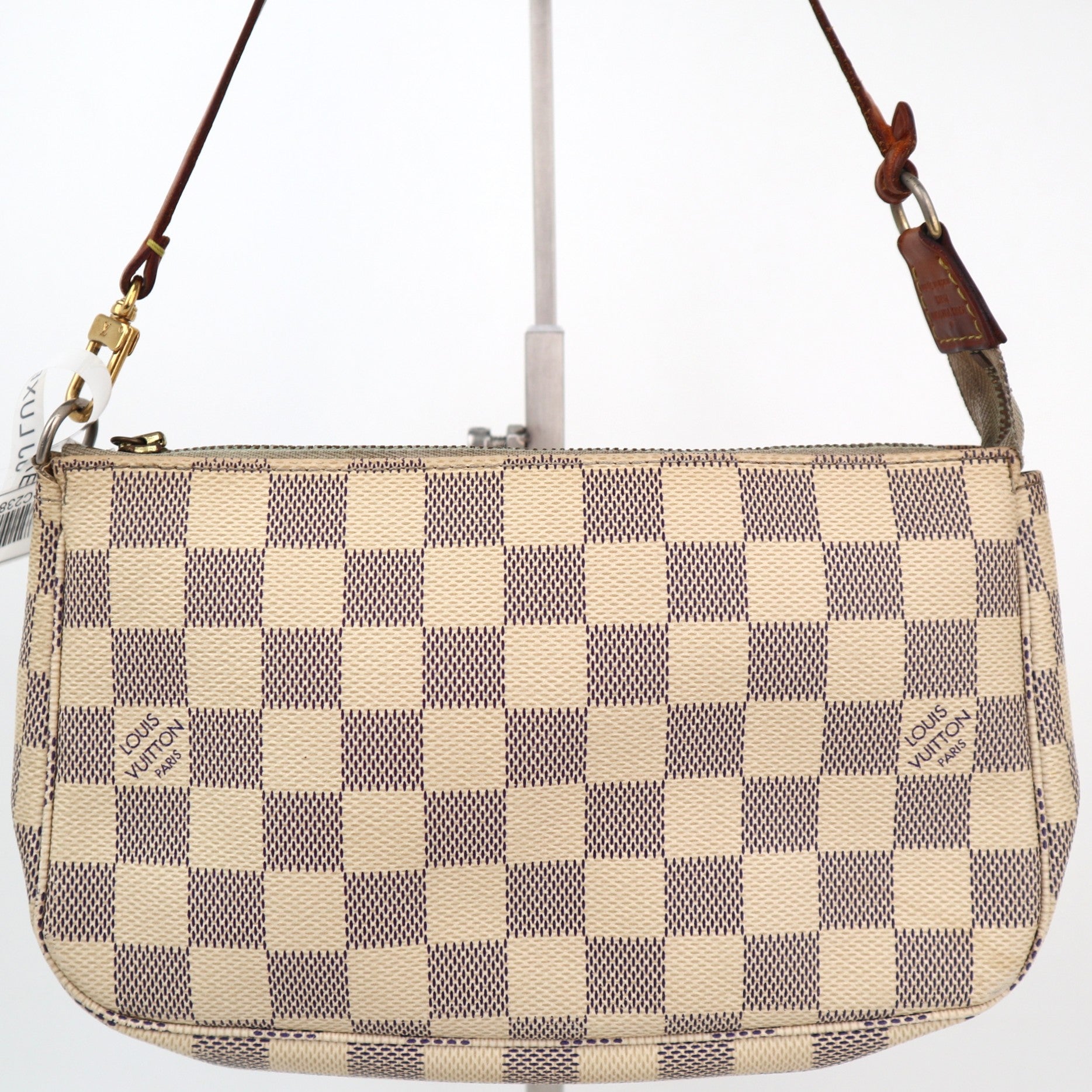 C2384 Louis Vuitton Shoulder Bag Pochette Accessoires Damier Azur Canvas | Pre-Owned Very Good White / Blue Coated canvas/Damier Azur