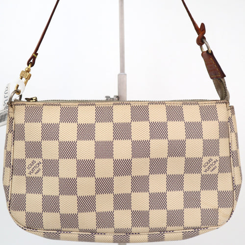 C2384 Louis Vuitton Shoulder Bag Pochette Accessoires Damier Azur Canvas | Pre-Owned Very Good White / Blue Coated canvas/Damier Azur
