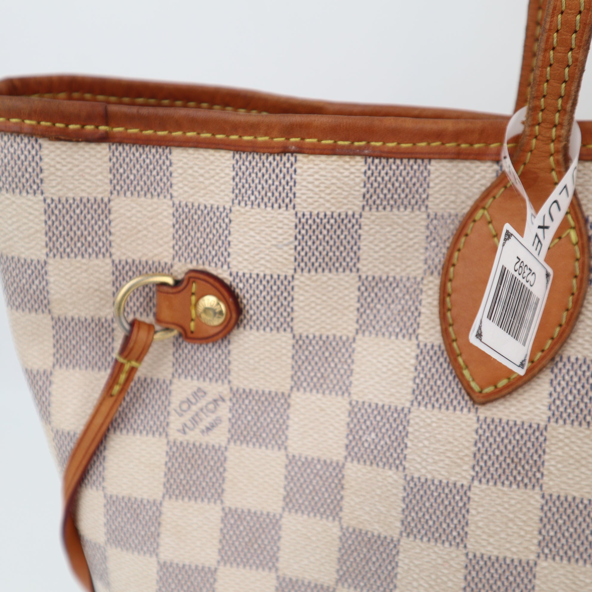 C2392 Louis Vuitton Shoulder Bag Damier Azur Neverfull MM | Pre-Owned Very Good White / Blue Coated canvas/Damier Azur