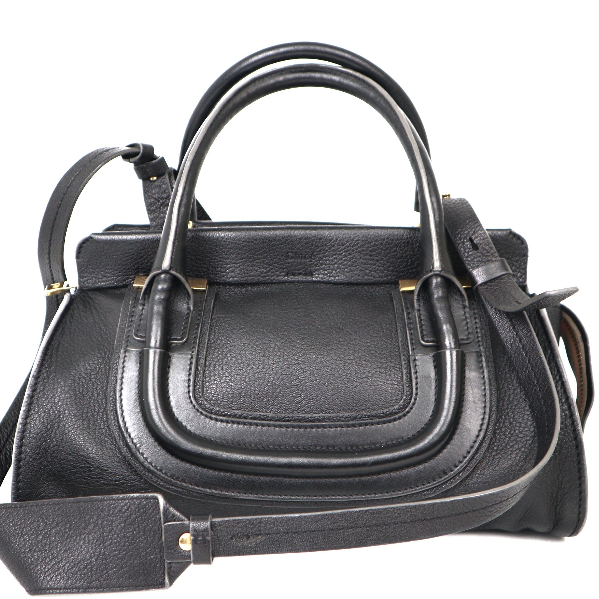 C2009 Chloe Black Calfskin Leather Everston Satchel Bag-Pre Owned