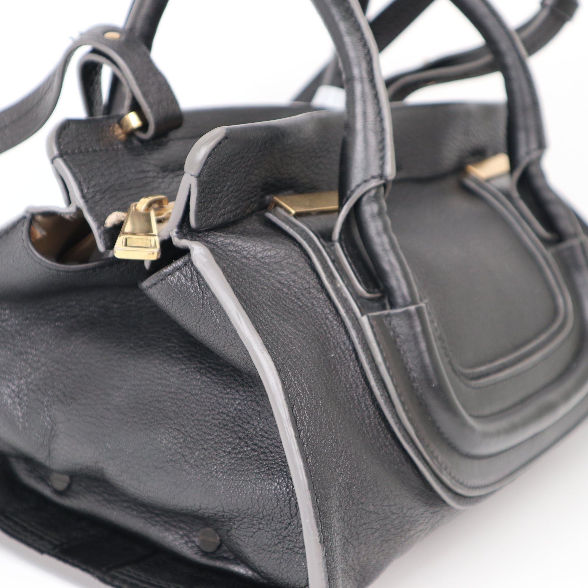 C2009 Chloe Black Calfskin Leather Everston Satchel Bag-Pre Owned