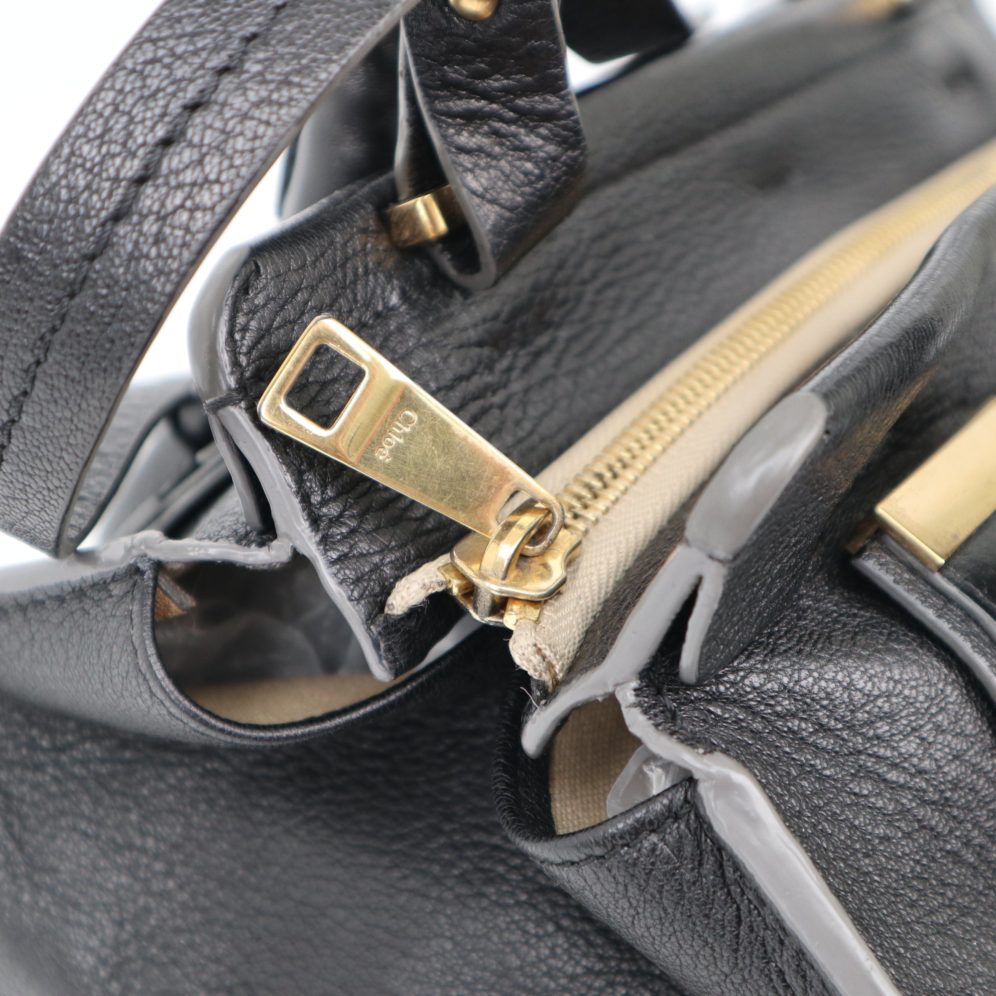 C2009 Chloe Black Calfskin Leather Everston Satchel Bag-Pre Owned