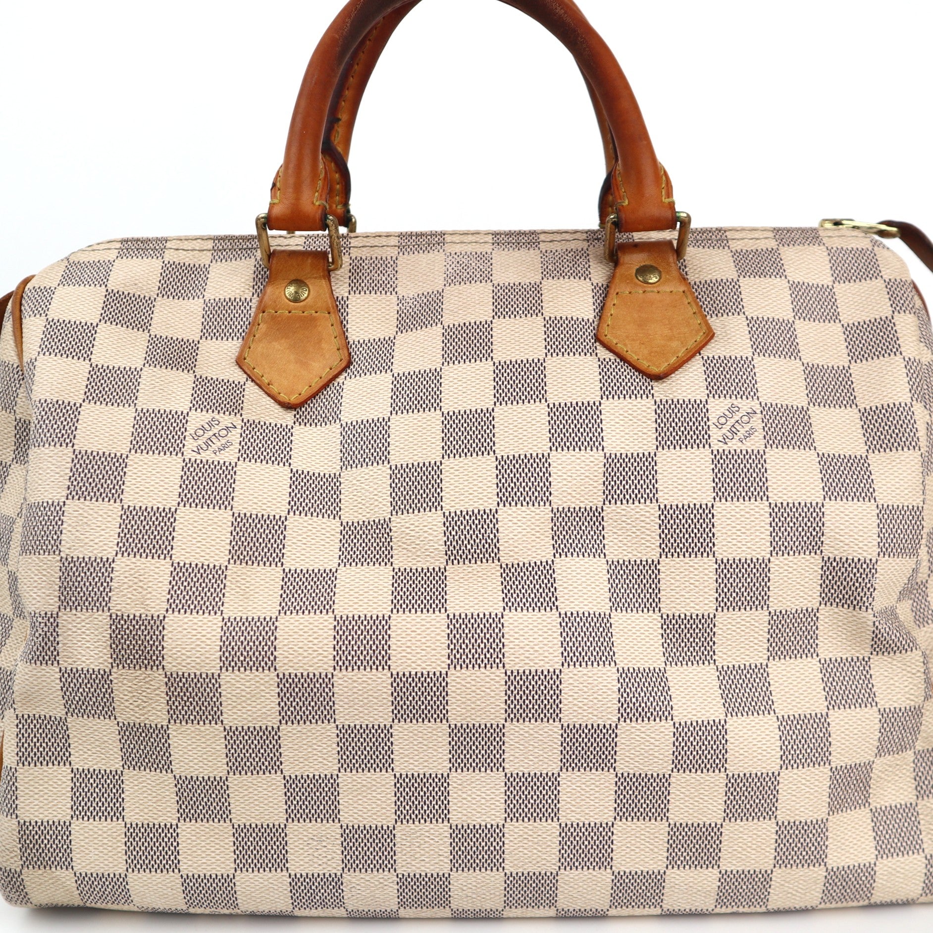 C2395 Louis Vuitton Top Handle Bag Damier Azur Speedy 30 | Pre-Owned Very Good White / Blue Coated canvas/Damier Azur