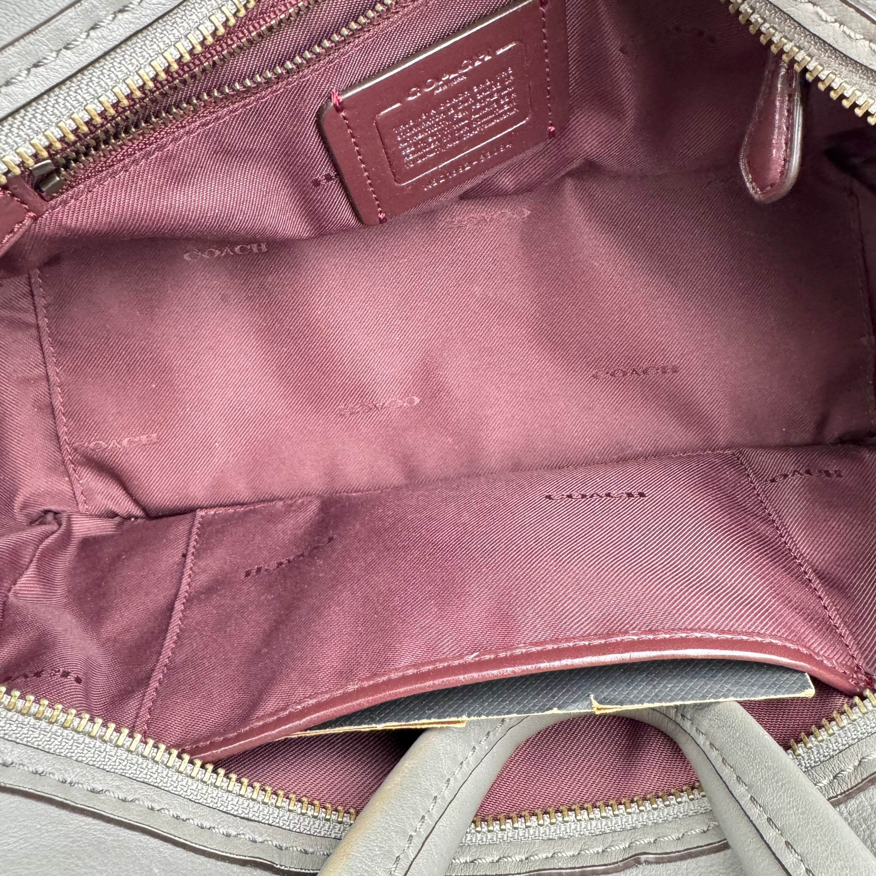 J1740 Coach Gray Leather Satchel Handbag- Pre Owned