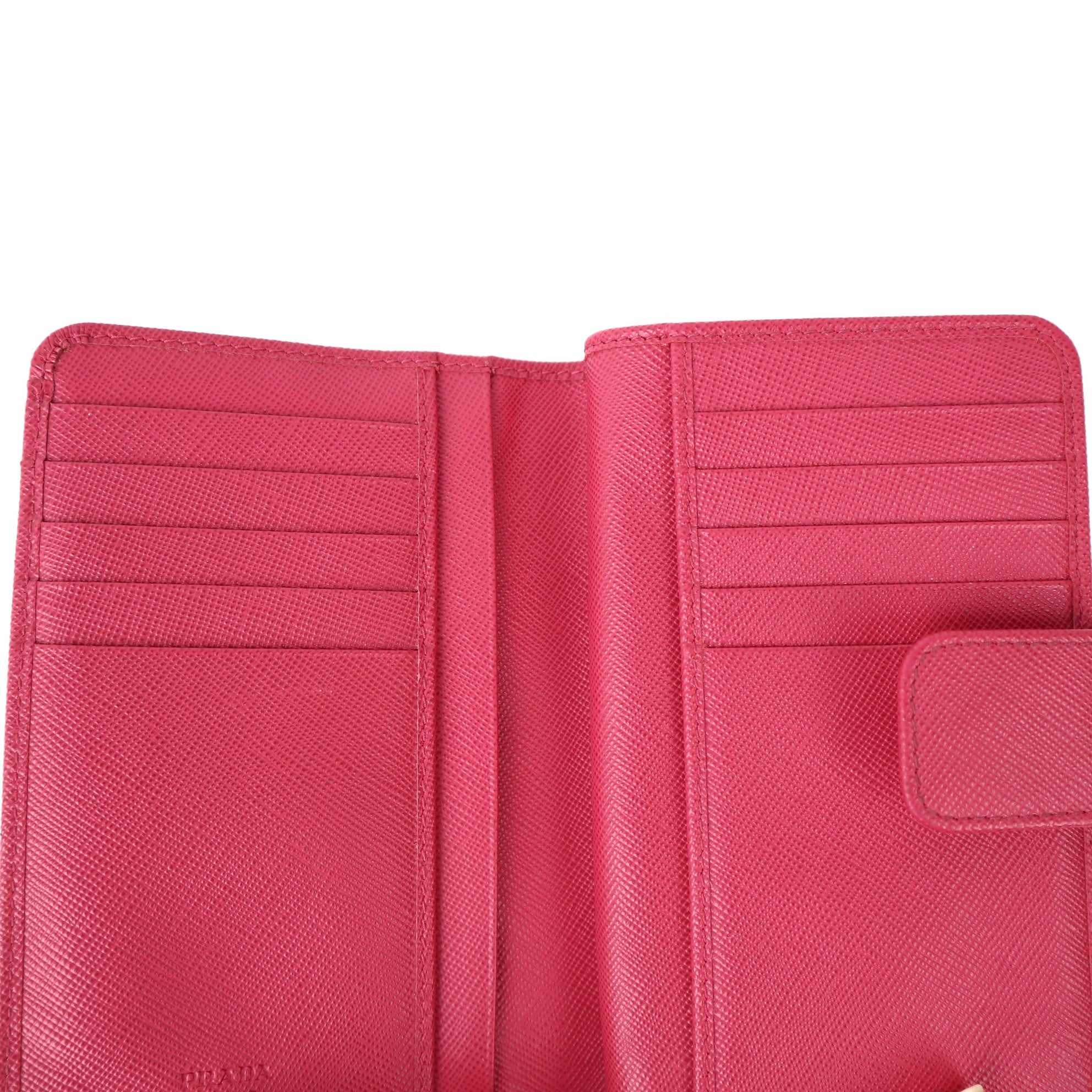 C2062 Prada Red Saffiano Zip Around Roja Zip Wallet -Pre Owned