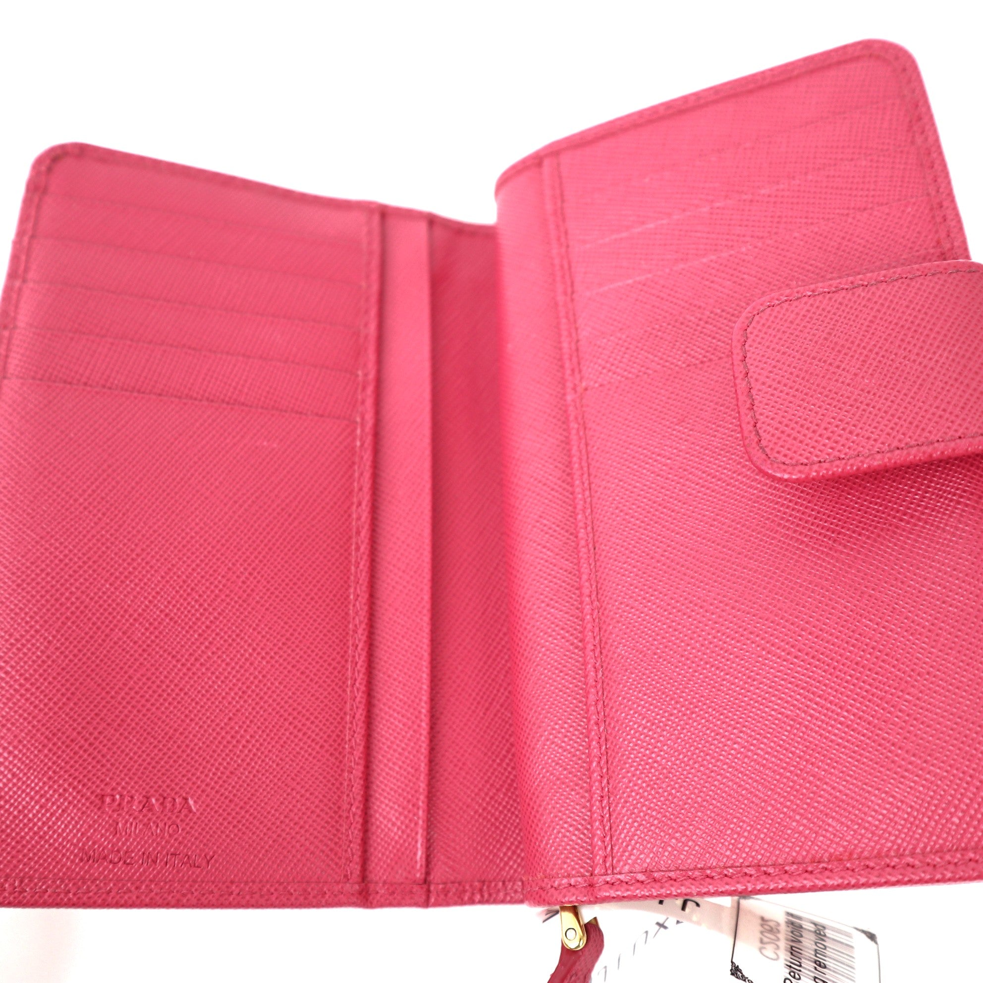 C2062 Prada Red Saffiano Zip Around Roja Zip Wallet -Pre Owned