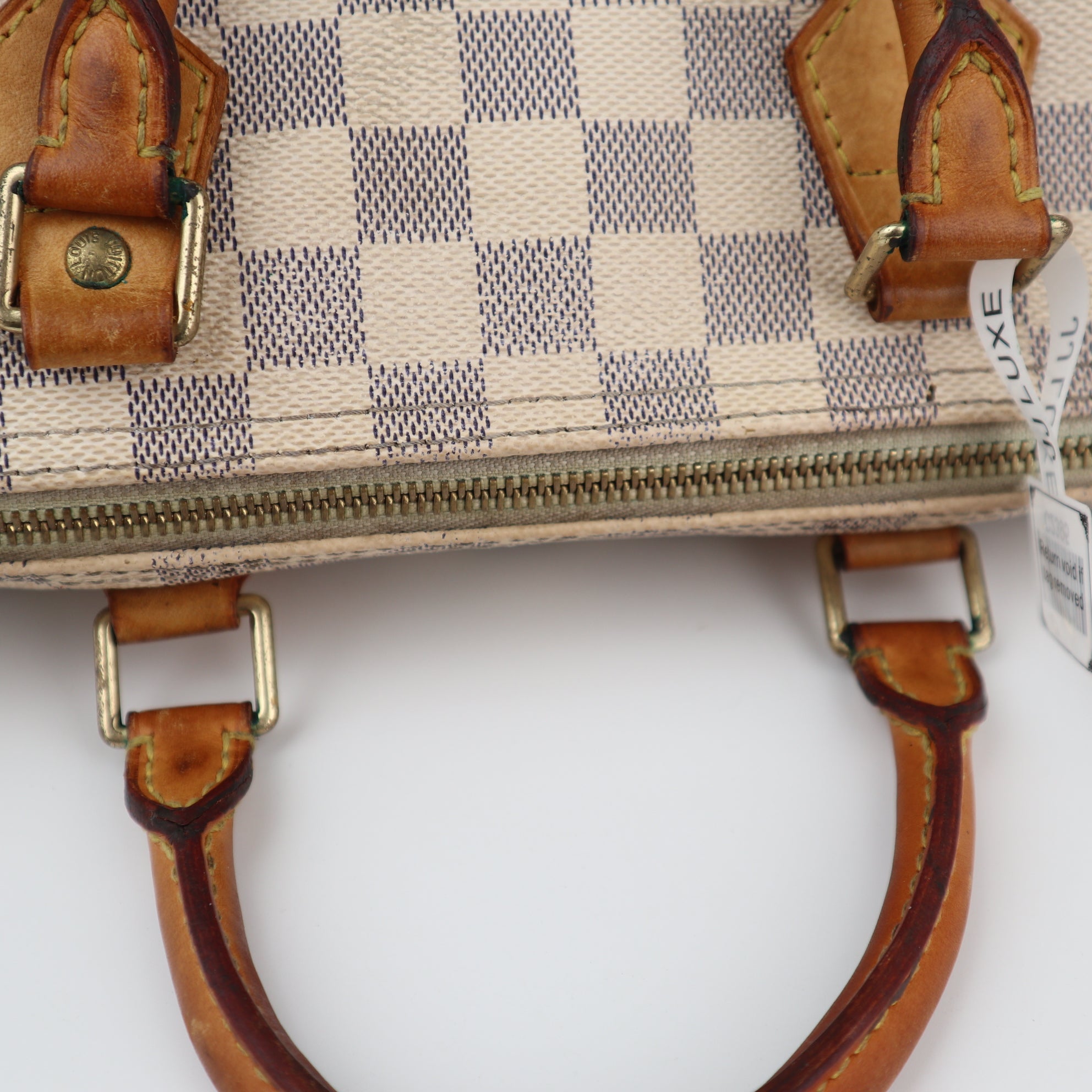 C2395 Louis Vuitton Top Handle Bag Damier Azur Speedy 30 | Pre-Owned Very Good White / Blue Coated canvas/Damier Azur