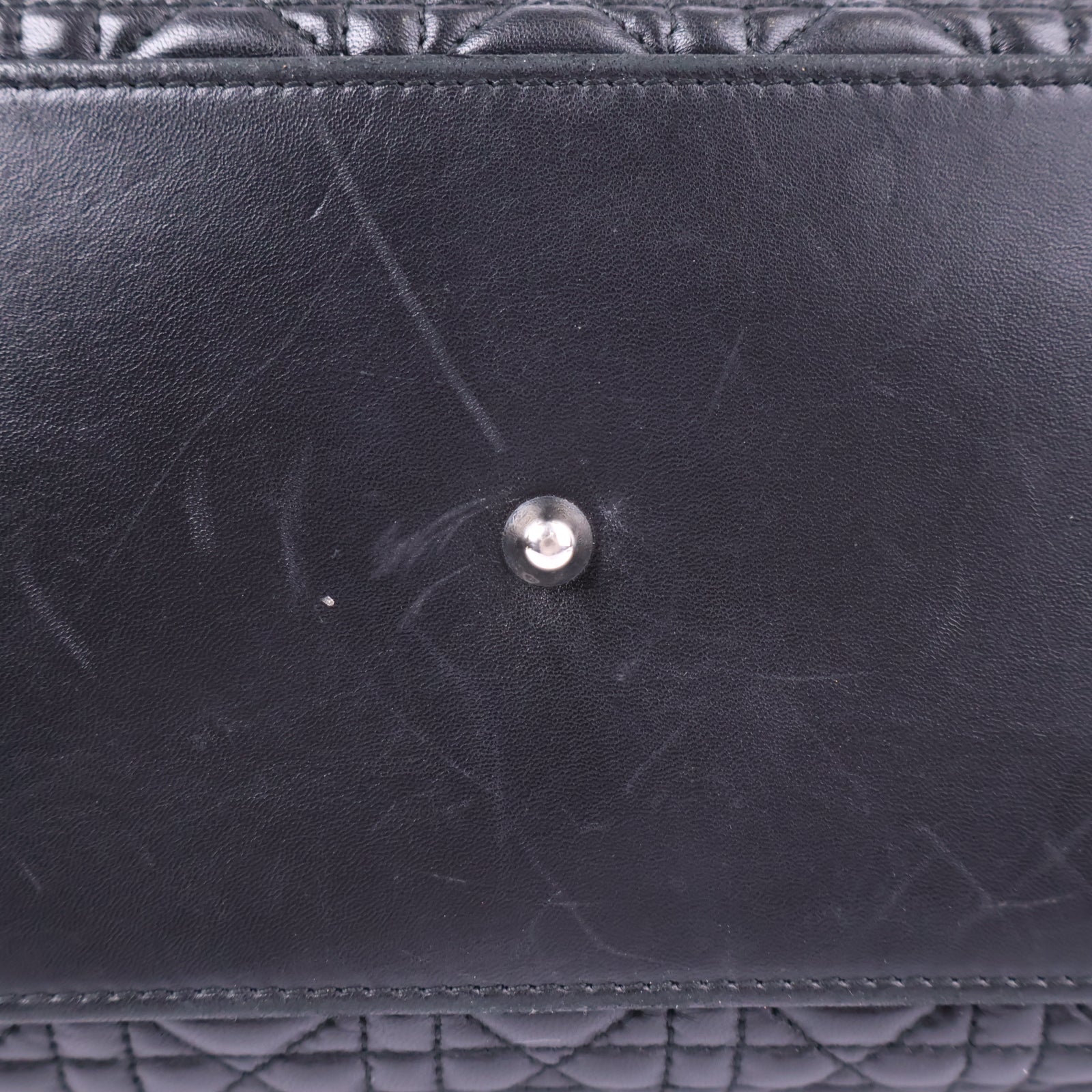 Christian Dior Black Cannage Quilted Lambskin Leather Soft Large Tote Bag J3324 | Pre-Owned Excellent Black Quilted Leather
