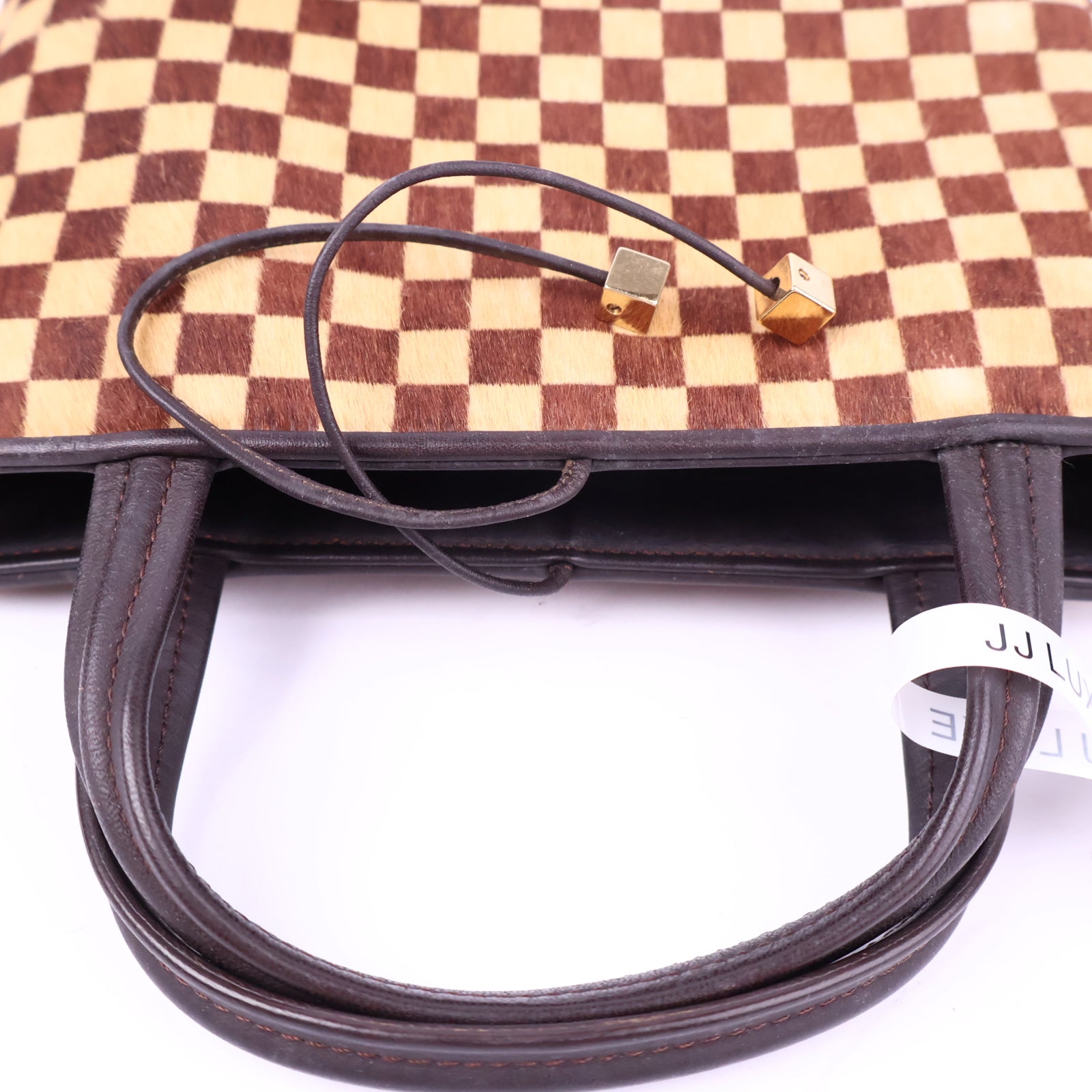 Louis Vuitton Preloved Checkerboard HaironHide Tote Brown Mini Bag J3043 | Pre-Owned Excellent Brown