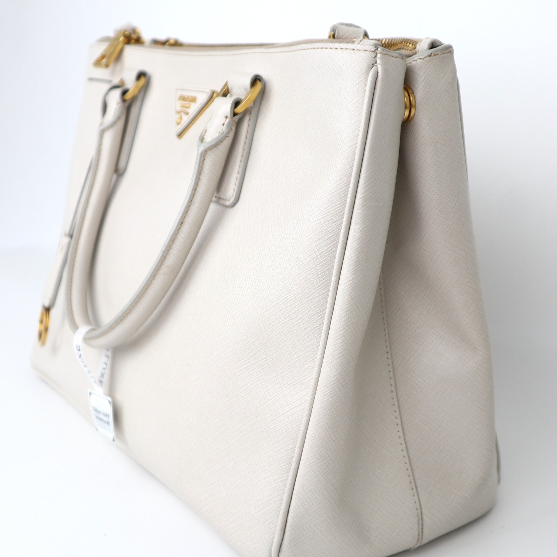 C2002 Prada Pomice Saffiano Leather Medium Double Zip Tote Bag-Pre Owned