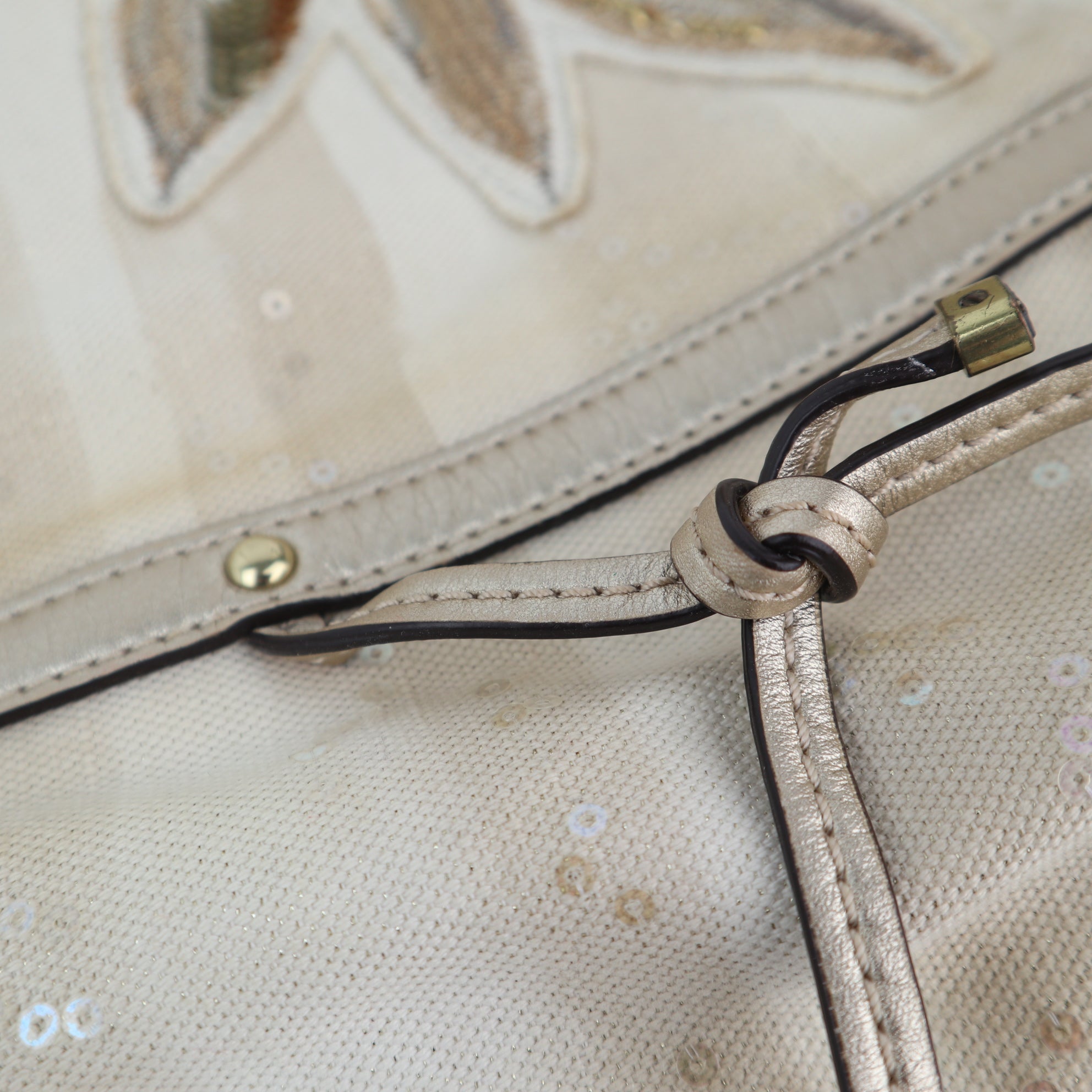 C2403# Coach Tote Bag Sun And Starfish Gold | Pre-Owned Very Good Gold