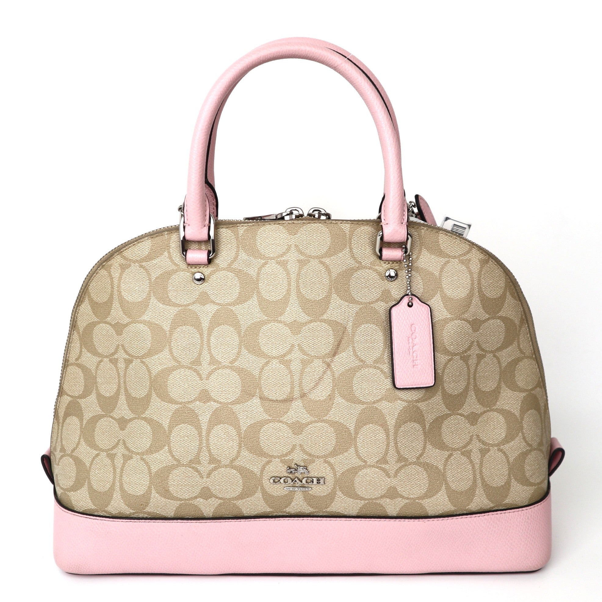C2037 COACH Large Sierra Satchel Signature LIGHT KHAKI-CARNATION-Pre Owned