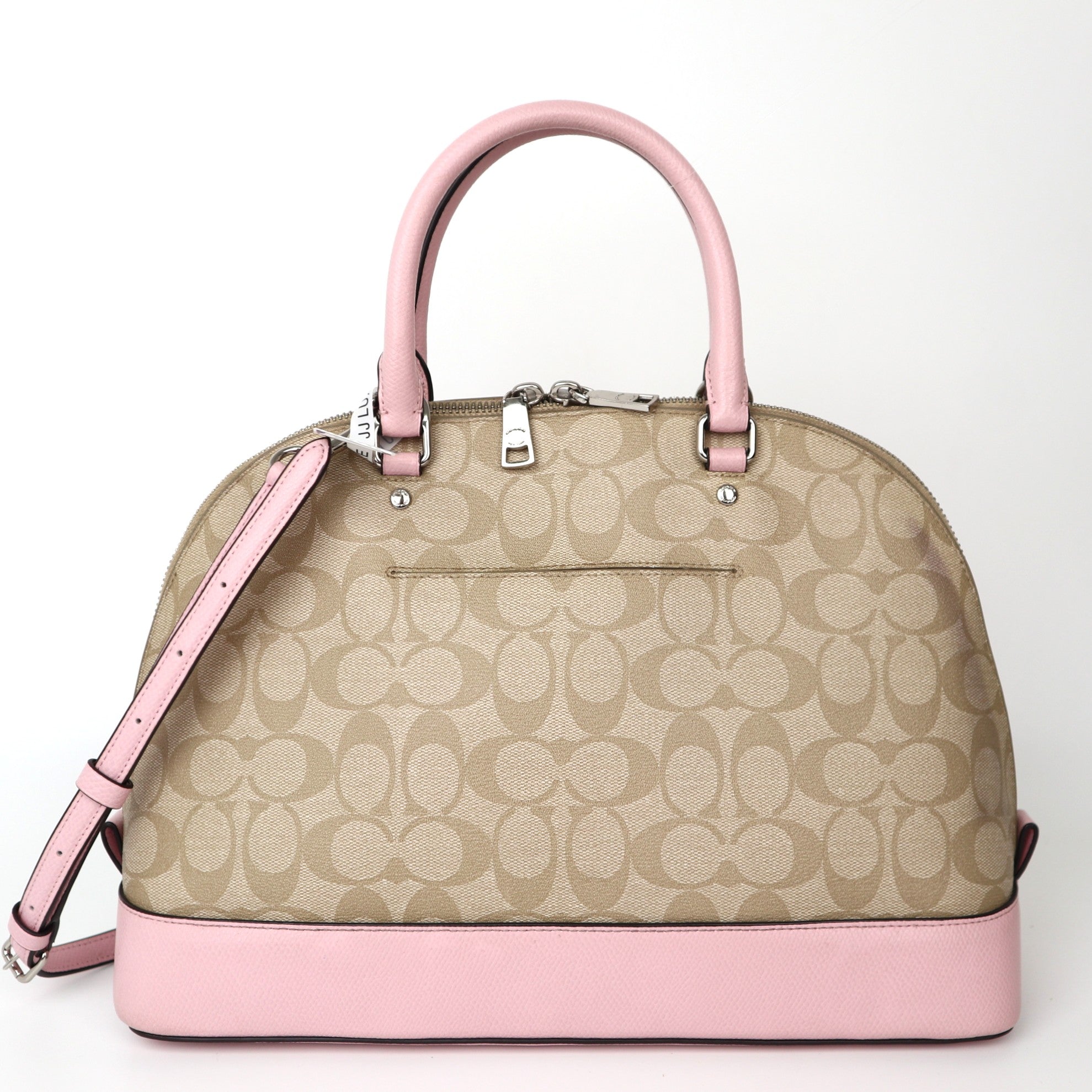 C2037 COACH Large Sierra Satchel Signature LIGHT KHAKI-CARNATION-Pre Owned