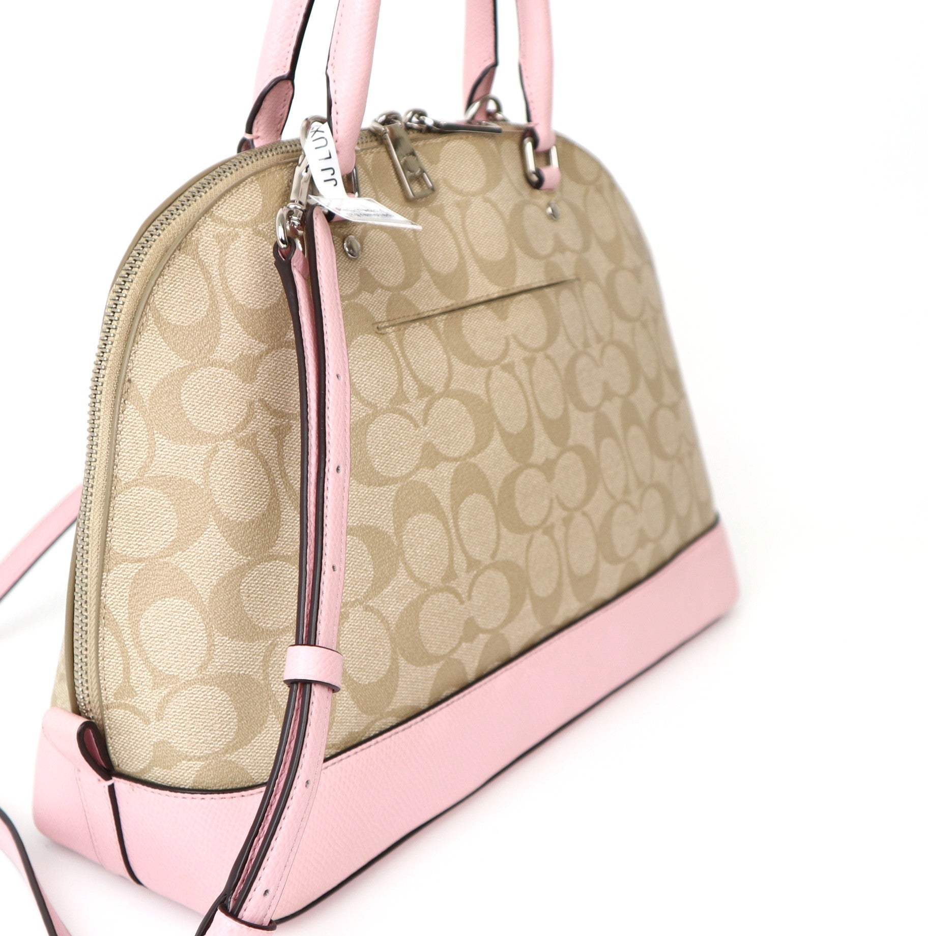 C2037 COACH Large Sierra Satchel Signature LIGHT KHAKI-CARNATION-Pre Owned