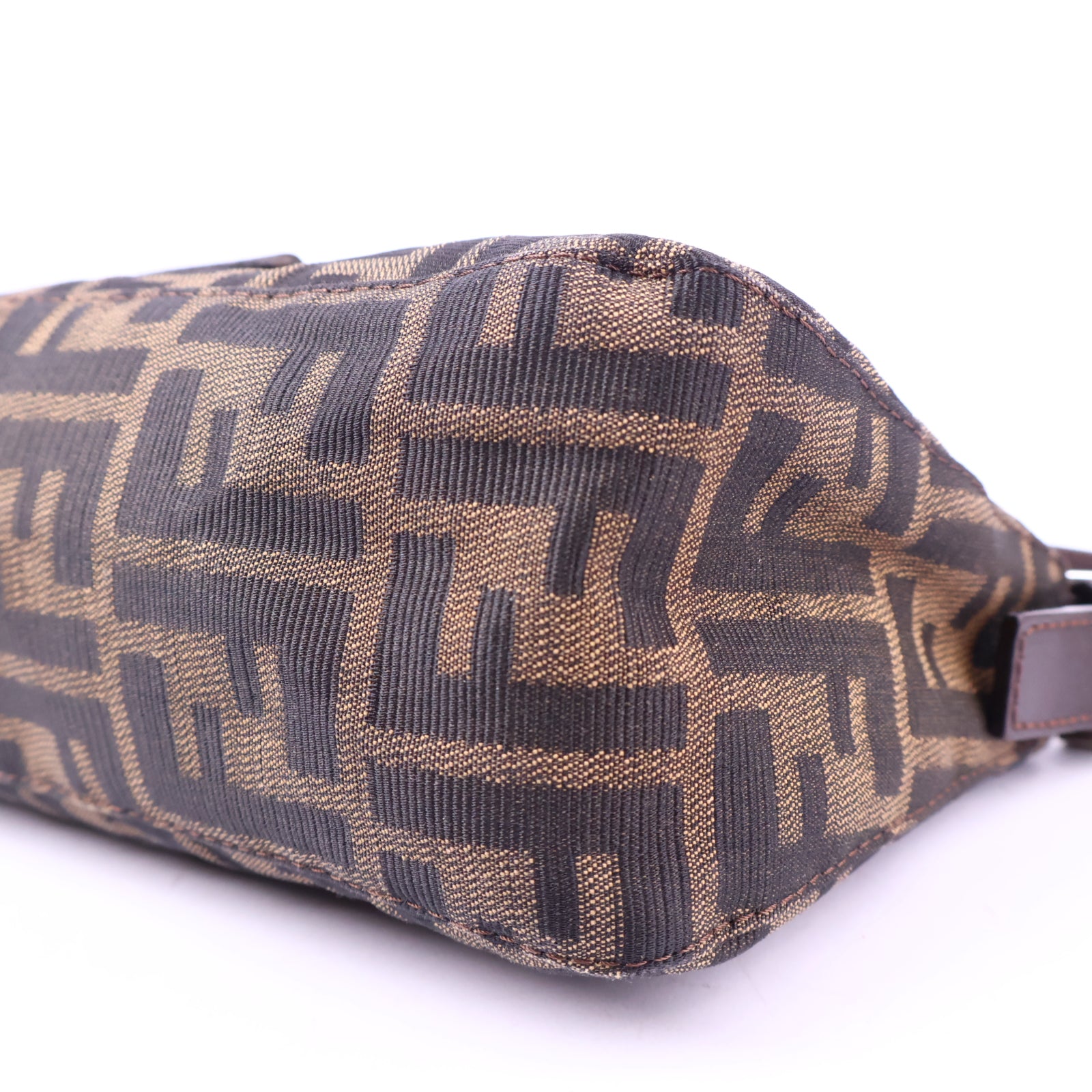 Fendi Brown Monogram Double Flap Baguette Shoulder Bag J3034 | Pre-Owned Like New Brown Monogram Canvas