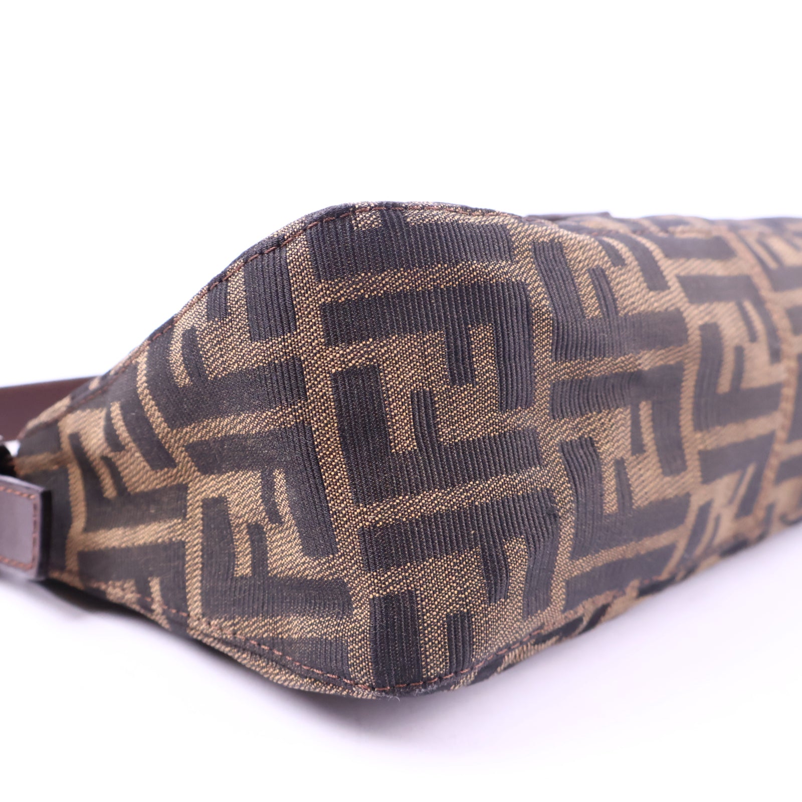 Fendi Brown Monogram Double Flap Baguette Shoulder Bag J3034 | Pre-Owned Like New Brown Monogram Canvas