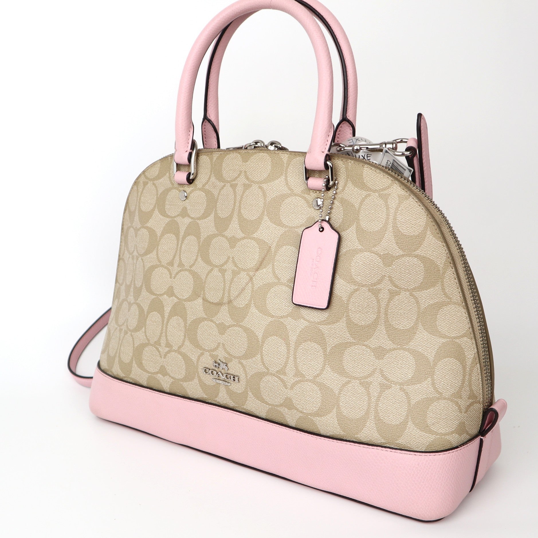 C2037 COACH Large Sierra Satchel Signature LIGHT KHAKI-CARNATION-Pre Owned