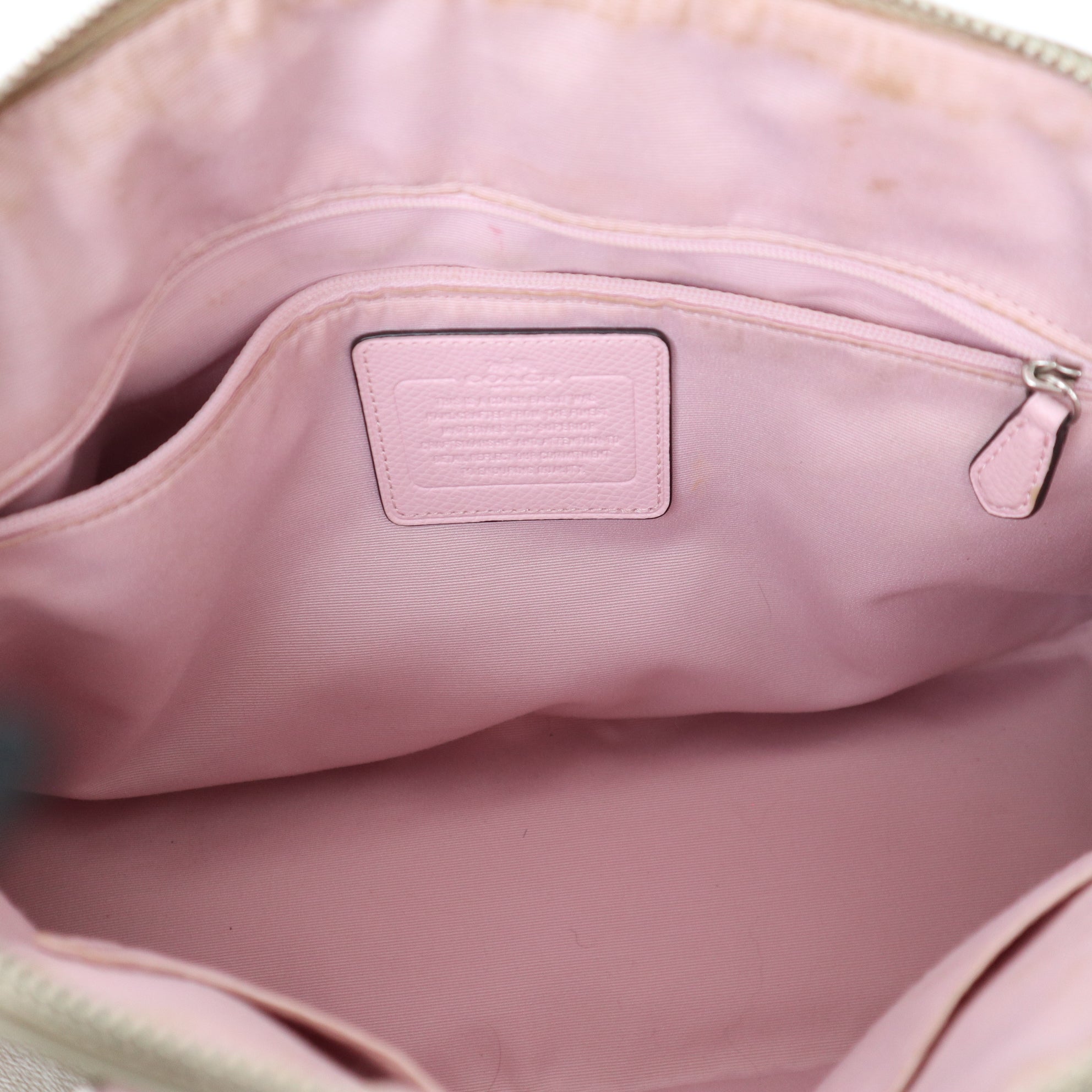 C2037 COACH Large Sierra Satchel Signature LIGHT KHAKI-CARNATION-Pre Owned