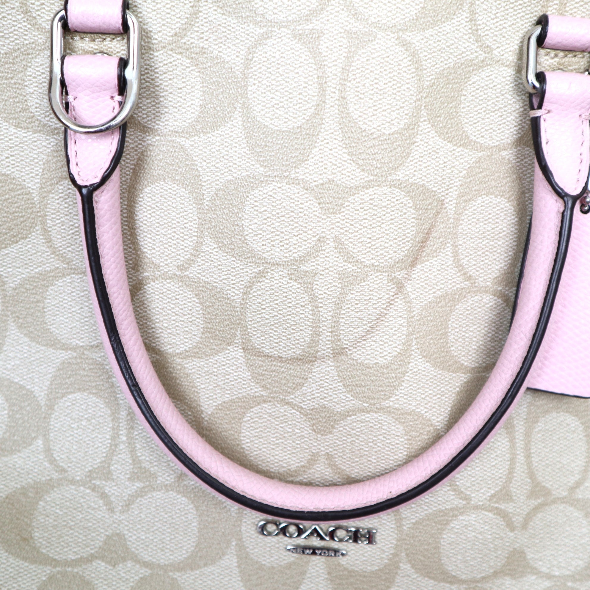 C2037 COACH Large Sierra Satchel Signature LIGHT KHAKI-CARNATION-Pre Owned