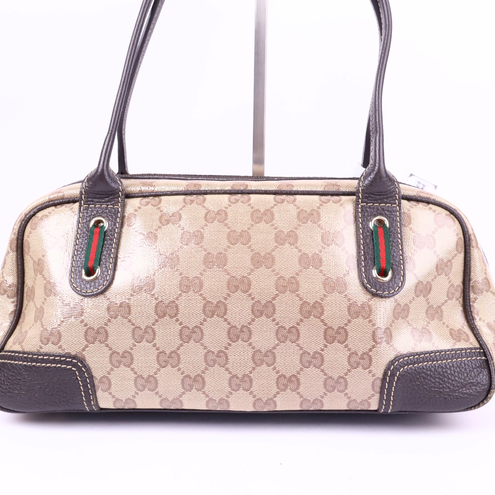 Gucci Beige/Brown GG Crystal Canvas and Leather Princy Satchel Top Handle Bag J3024 | Pre-Owned Like New Beige / Brown GG Crystal Canvas, Leather