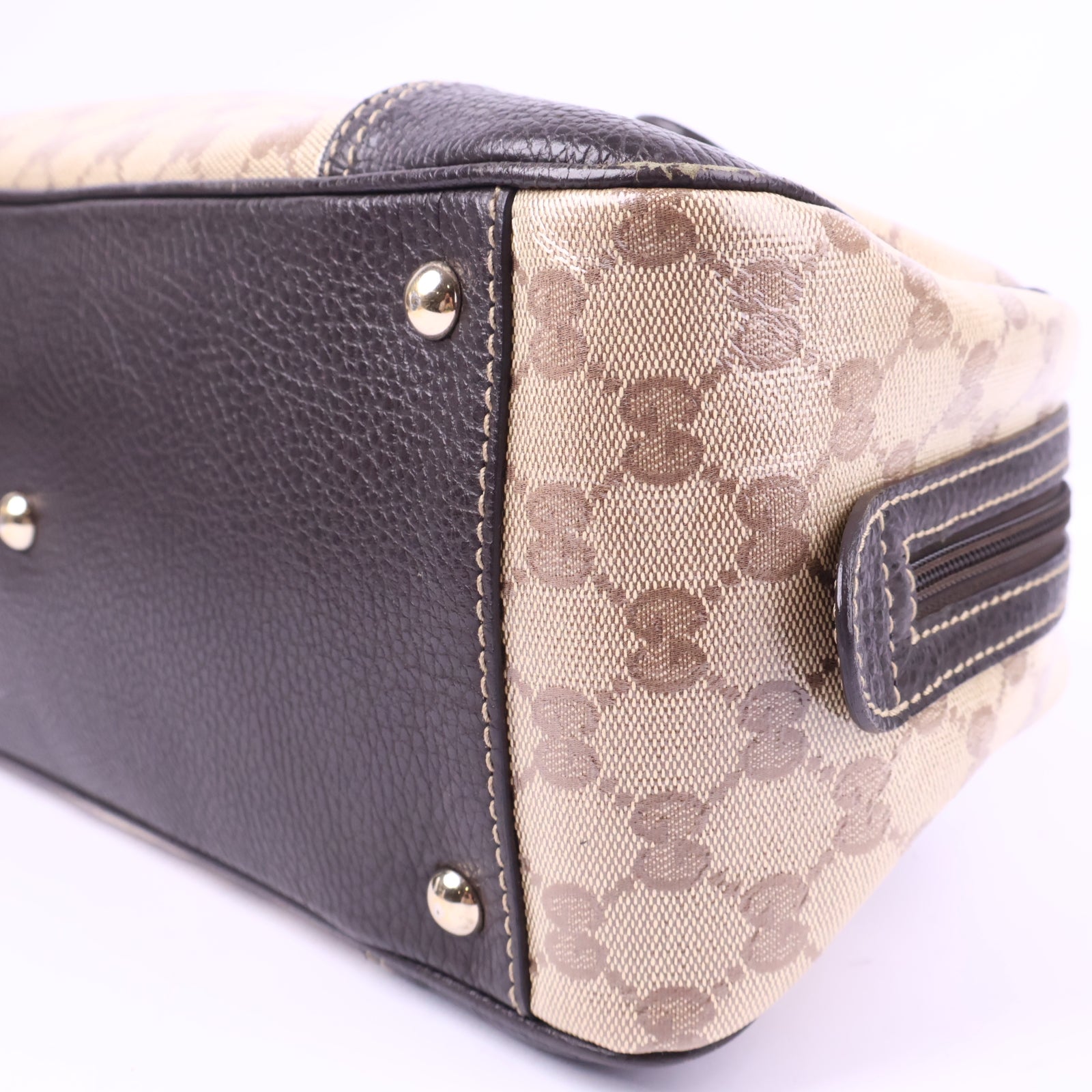 Gucci Beige/Brown GG Crystal Canvas and Leather Princy Satchel Top Handle Bag J3024 | Pre-Owned Like New Beige / Brown GG Crystal Canvas, Leather