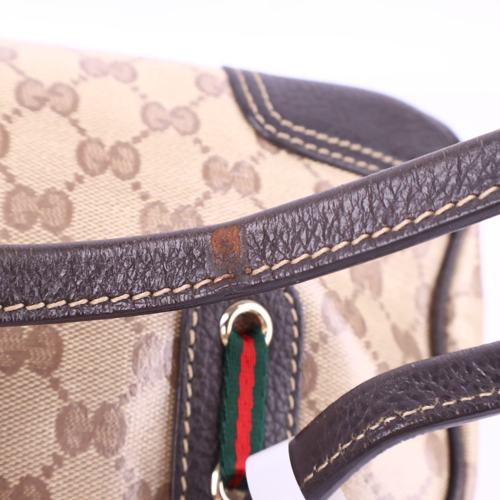 Gucci Beige/Brown GG Crystal Canvas and Leather Princy Satchel Top Handle Bag J3024 | Pre-Owned Like New Beige / Brown GG Crystal Canvas, Leather
