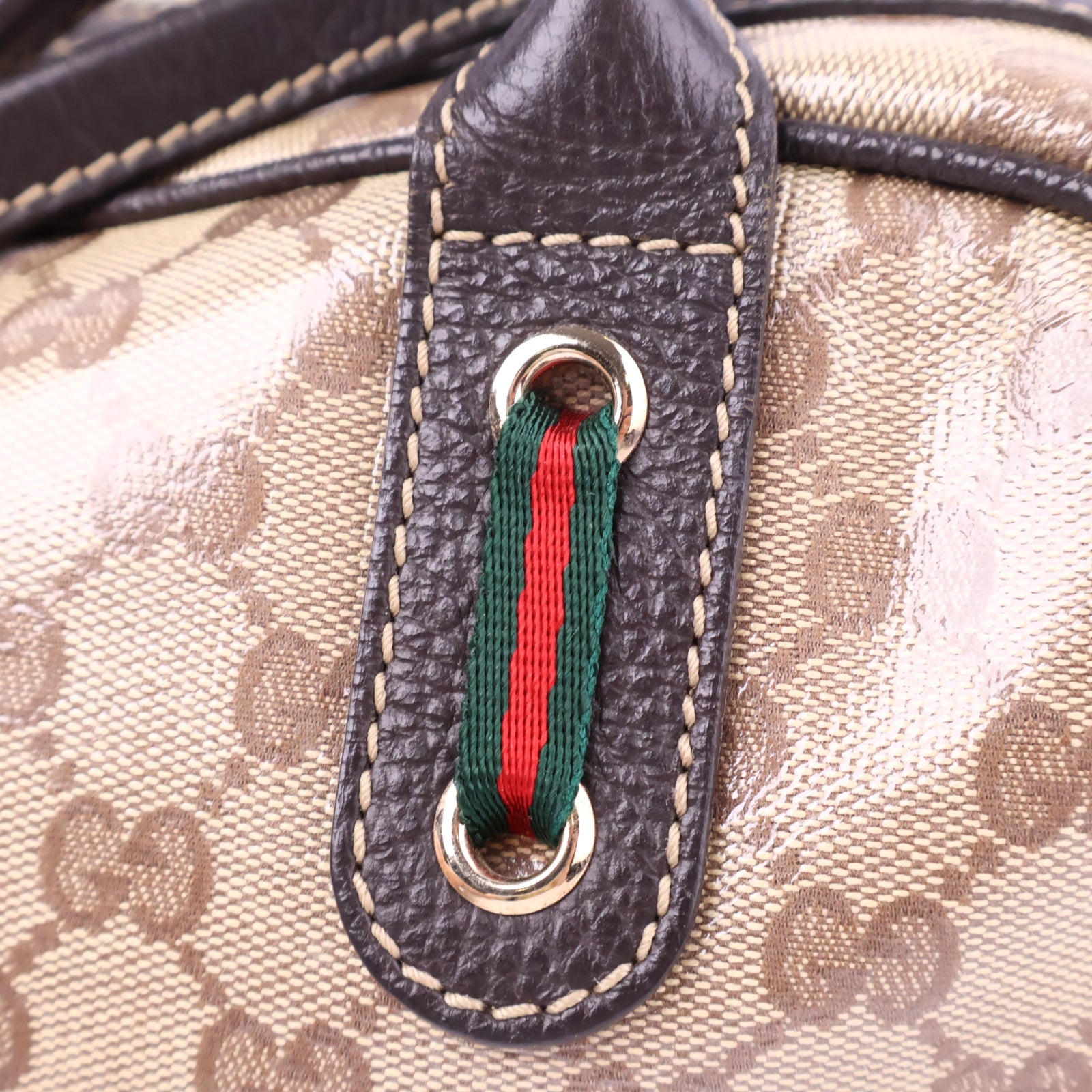Gucci Beige/Brown GG Crystal Canvas and Leather Princy Satchel Top Handle Bag J3024 | Pre-Owned Like New Beige / Brown GG Crystal Canvas, Leather