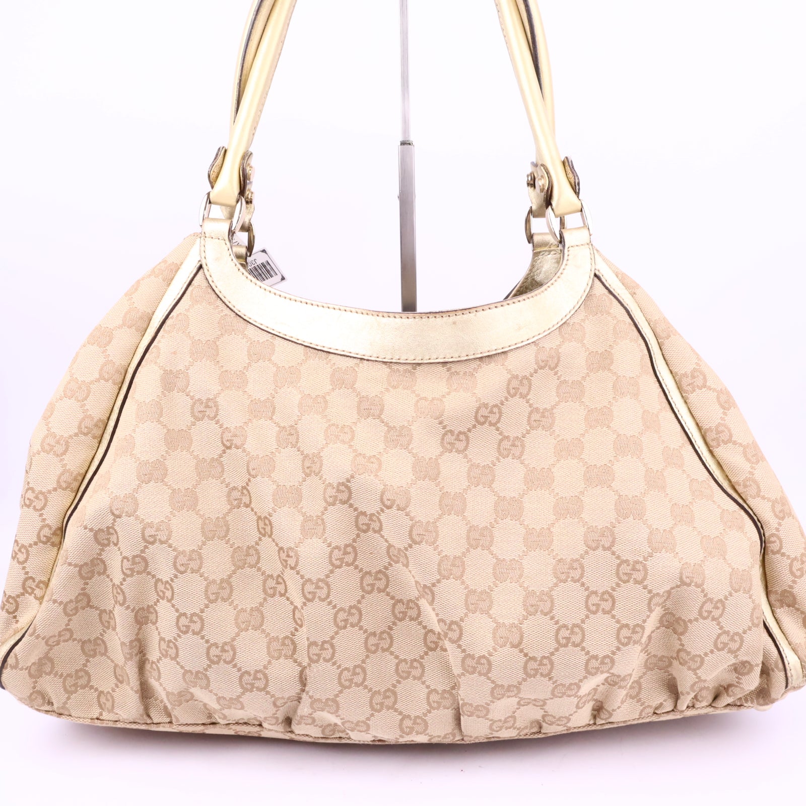 Gucci Beige/Gold GG Canvas/Leather D Ring Hobo Bag Shoulder Bag J3032 | Pre-Owned Like New Beige / Gold GG Canvas Canvas, Leather