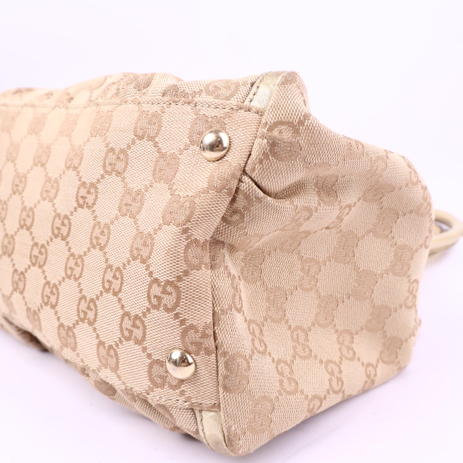 Gucci Beige/Gold GG Canvas/Leather D Ring Hobo Bag Shoulder Bag J3032 | Pre-Owned Like New Beige / Gold GG Canvas Canvas, Leather