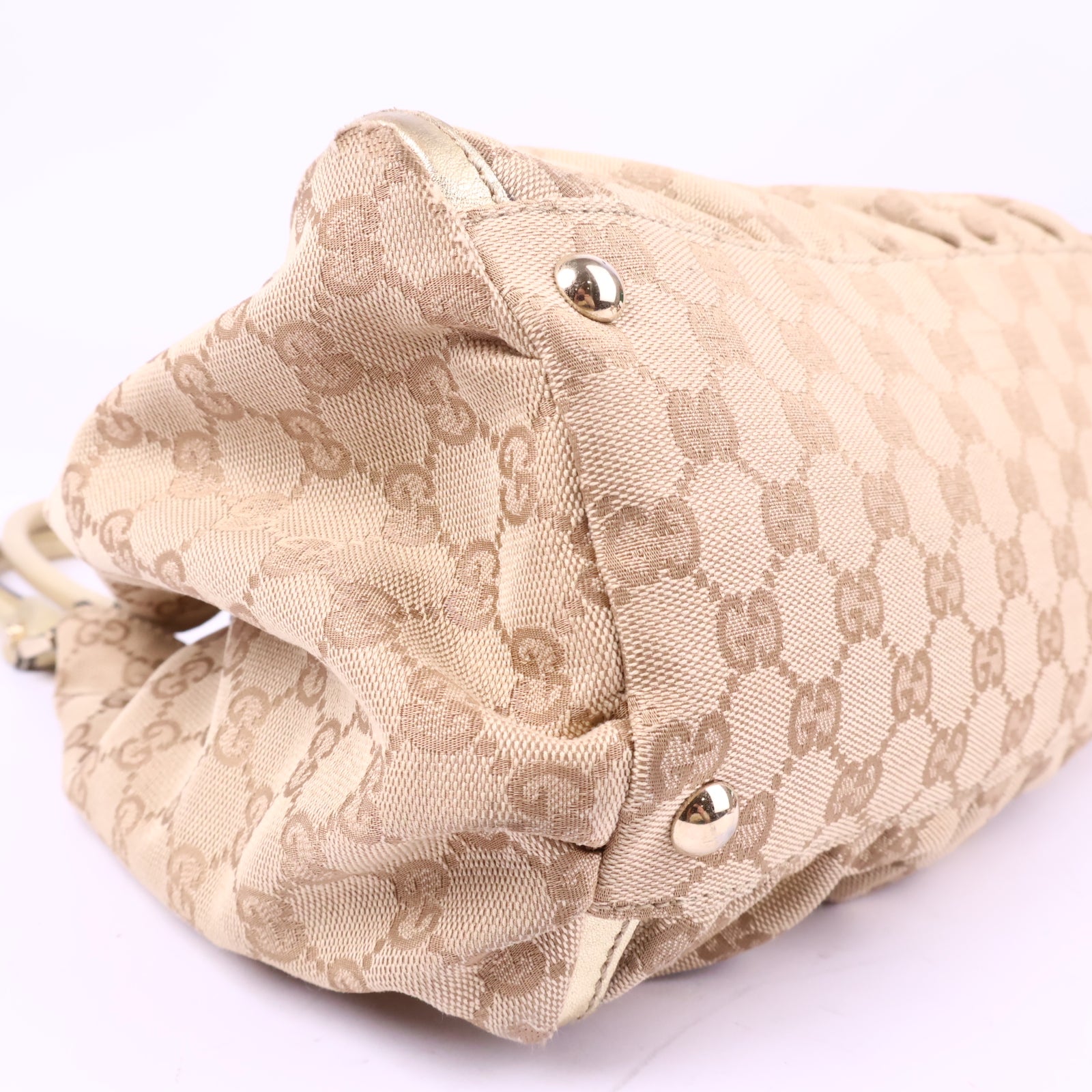 Gucci Beige/Gold GG Canvas/Leather D Ring Hobo Bag Shoulder Bag J3032 | Pre-Owned Like New Beige / Gold GG Canvas Canvas, Leather