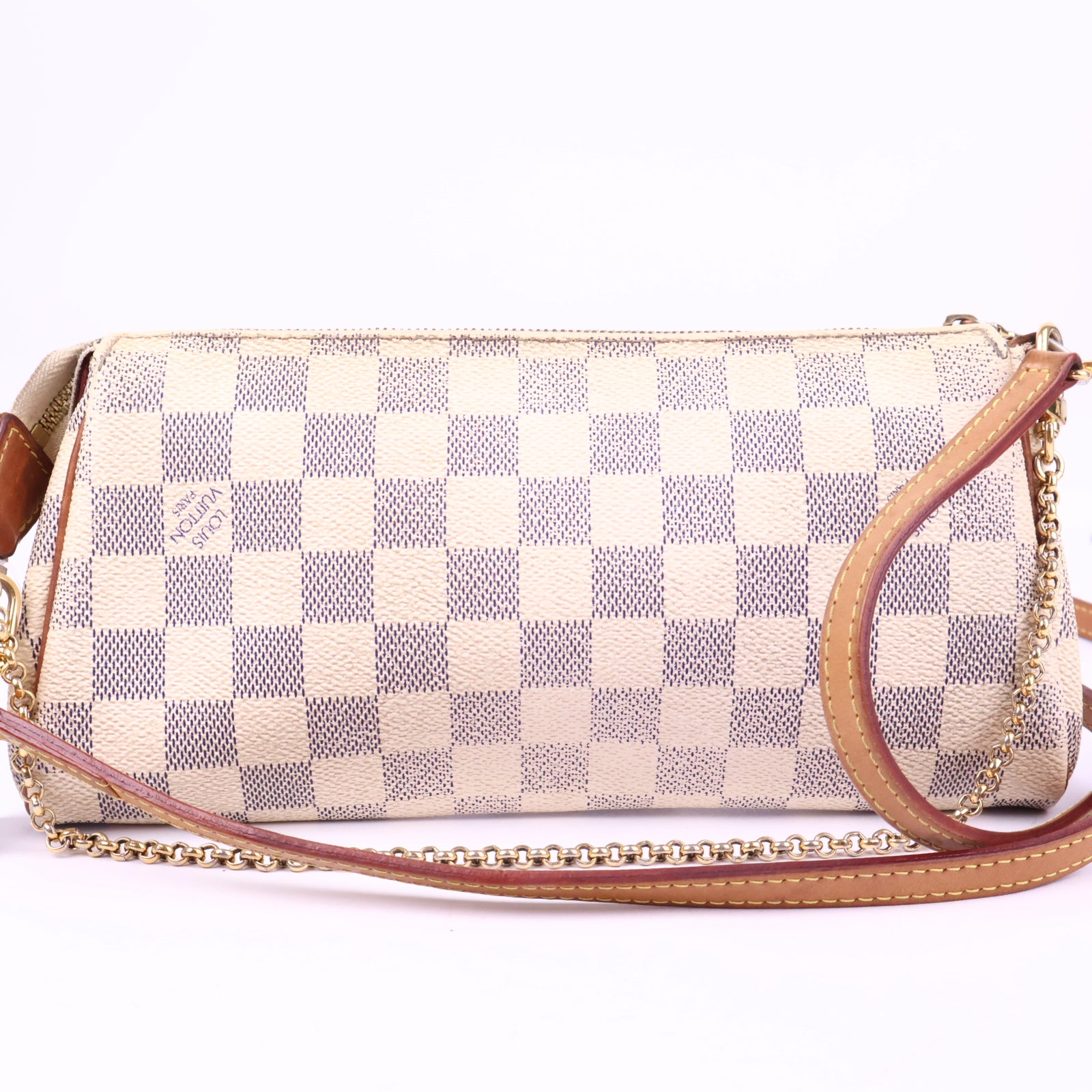Louis Vuitton Damier Azur Eva Clutch Clutch Bag J3035 | Pre-Owned Very Good Brown / Blue Damier Azur Canvas