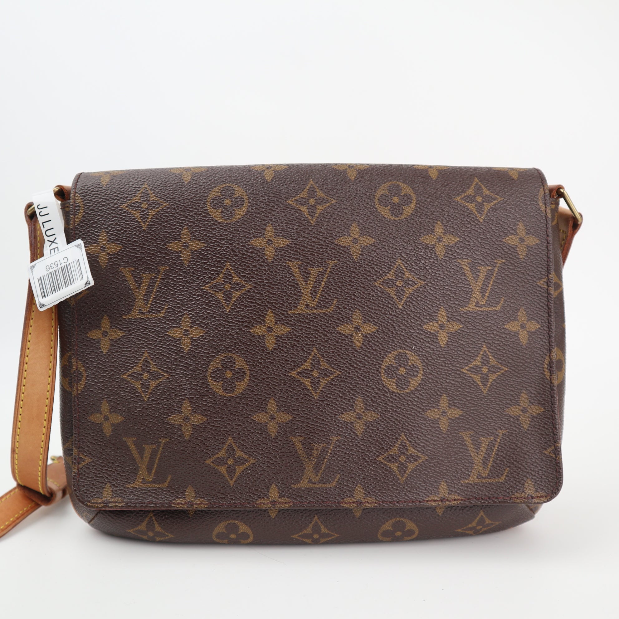Louis Vuitton Monogram Musette Tango Crossbody Bag C1536 | Pre-Owned Very Good Tan Monogram Canvas