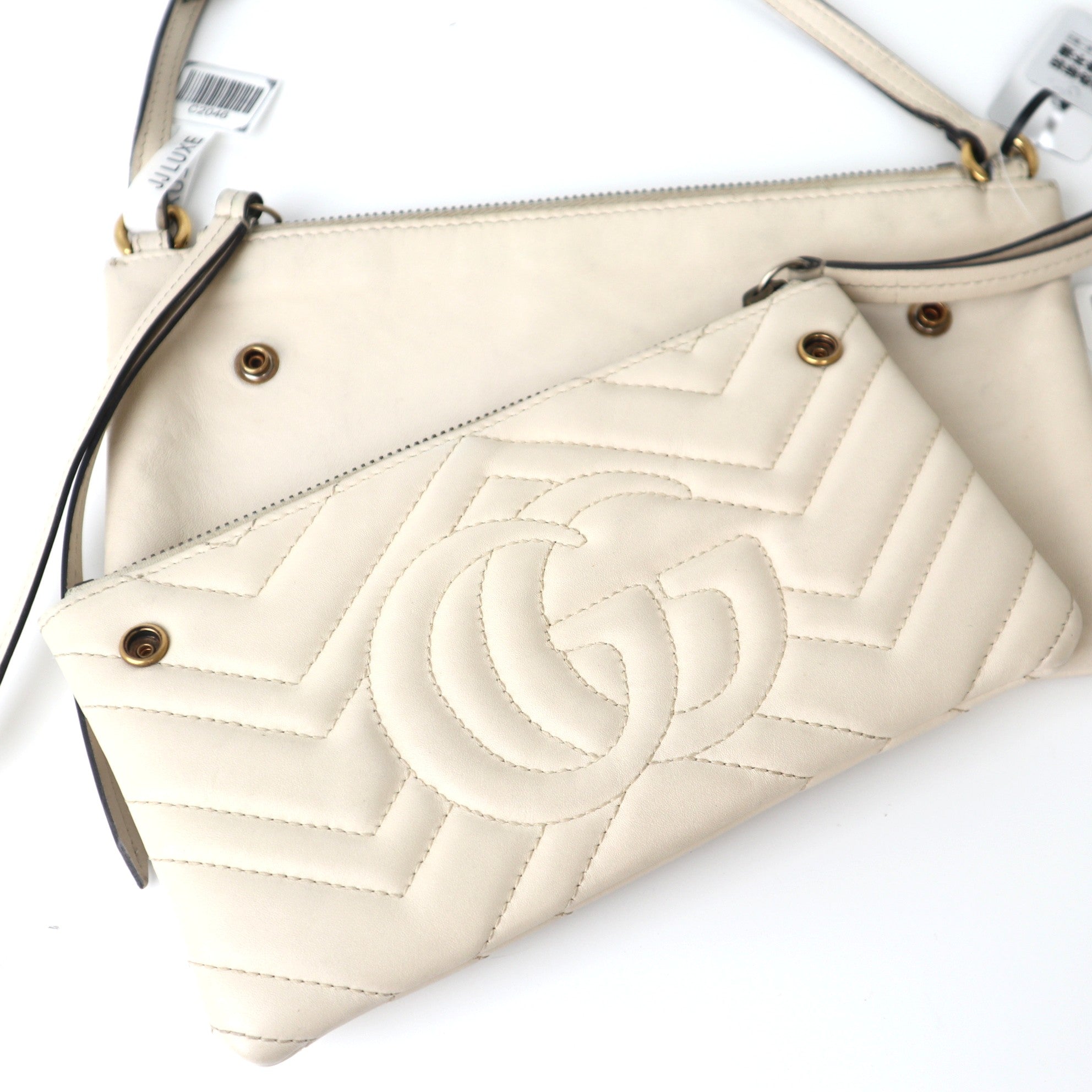 C2046 Gucci GG Marmont Double Pouch Crossbody Bag -Pre Owmed