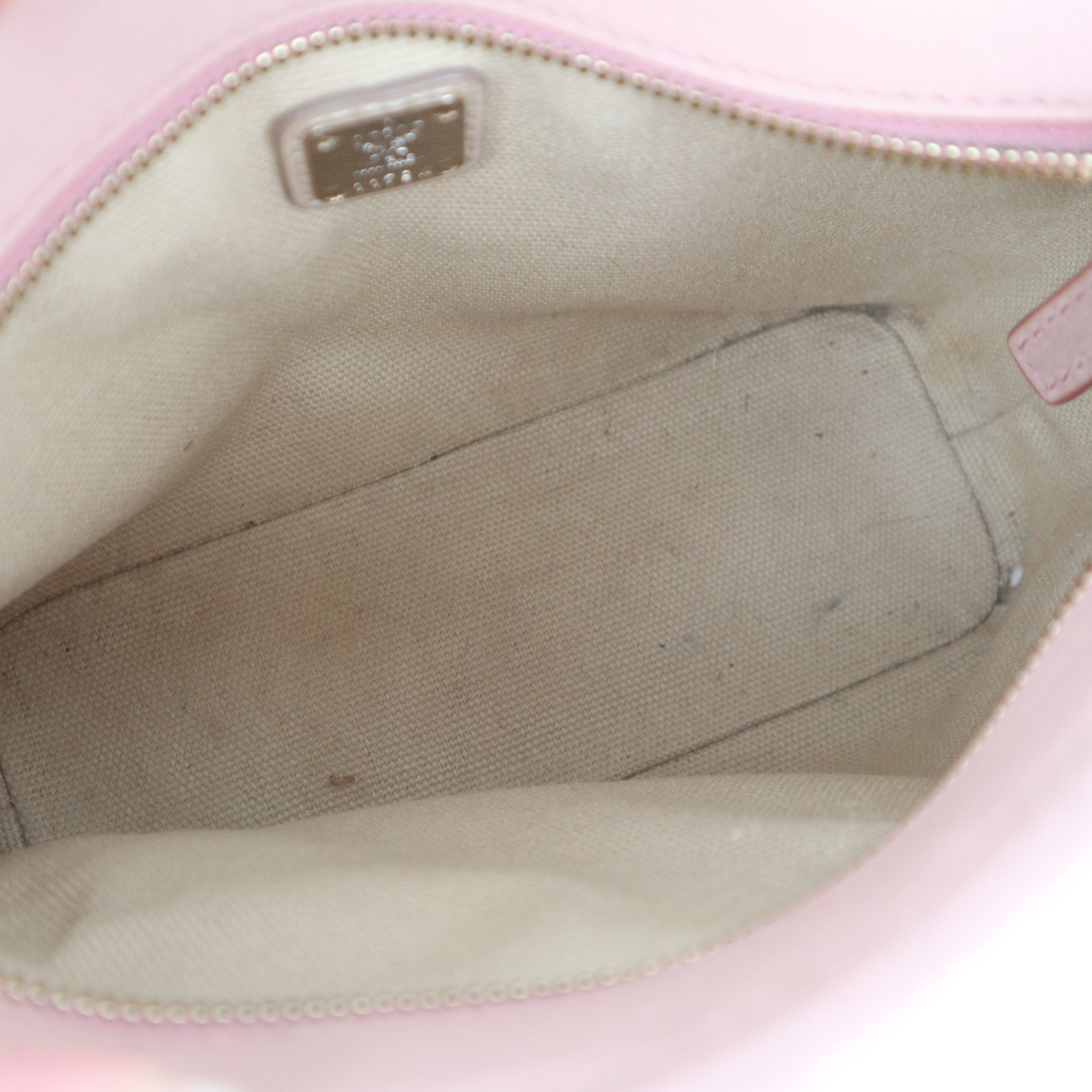 C2045 MCM Mini Rabbit Top Zip Shopper in Visetos Soft Pink-Pre Owned