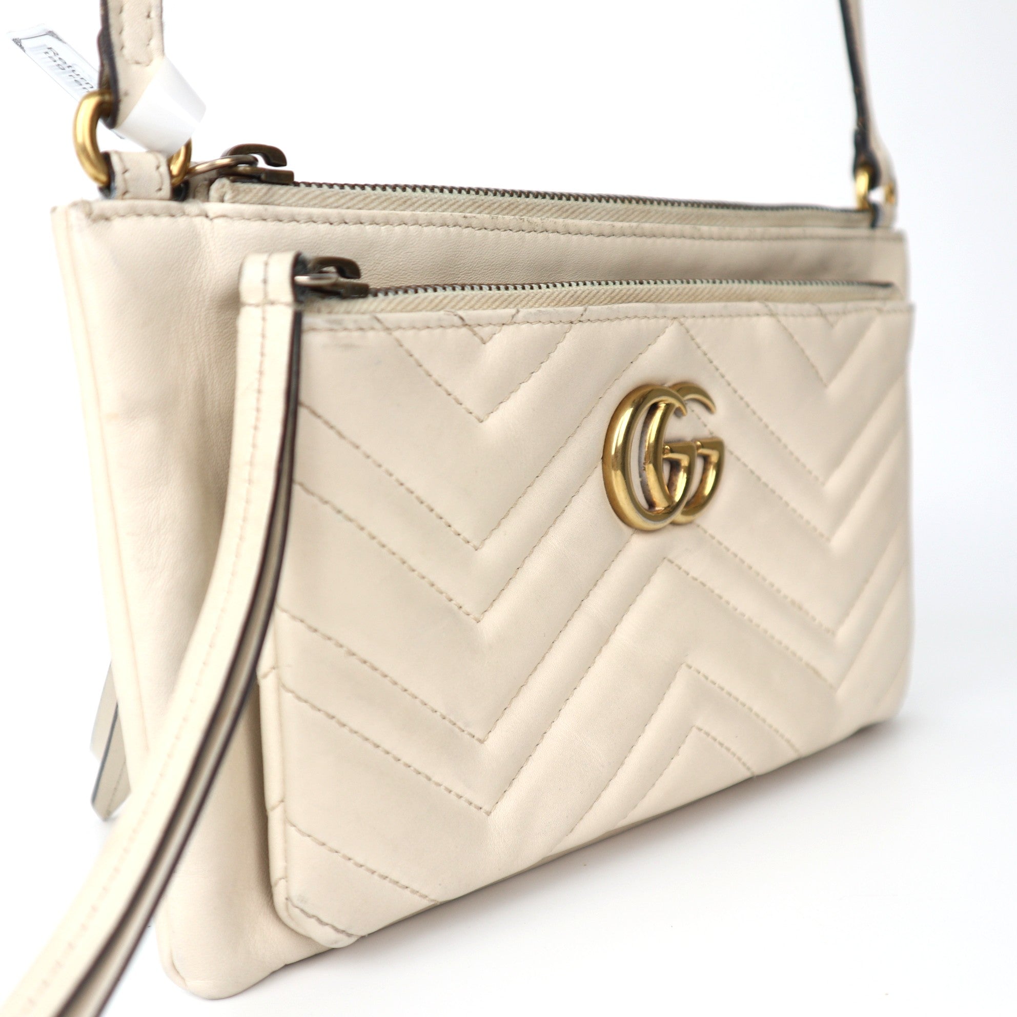 C2046 Gucci GG Marmont Double Pouch Crossbody Bag -Pre Owmed