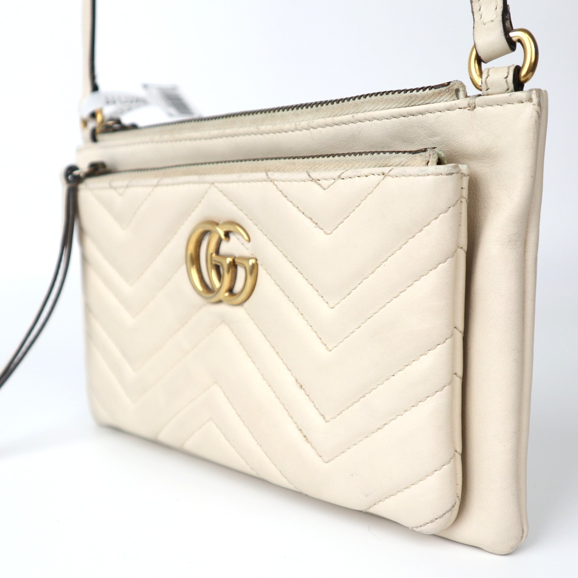 C2046 Gucci GG Marmont Double Pouch Crossbody Bag -Pre Owmed