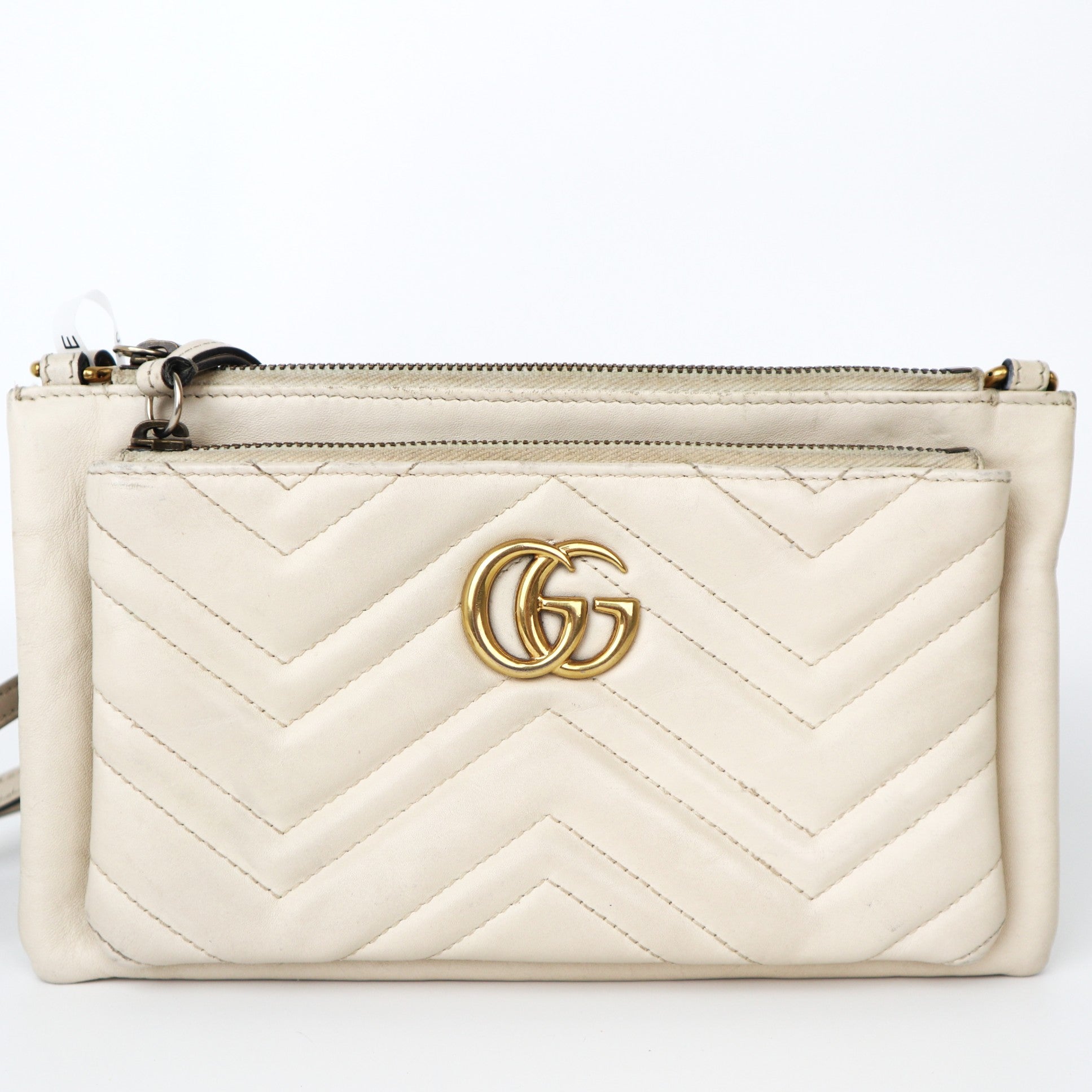 C2046 Gucci GG Marmont Double Pouch Crossbody Bag -Pre Owmed