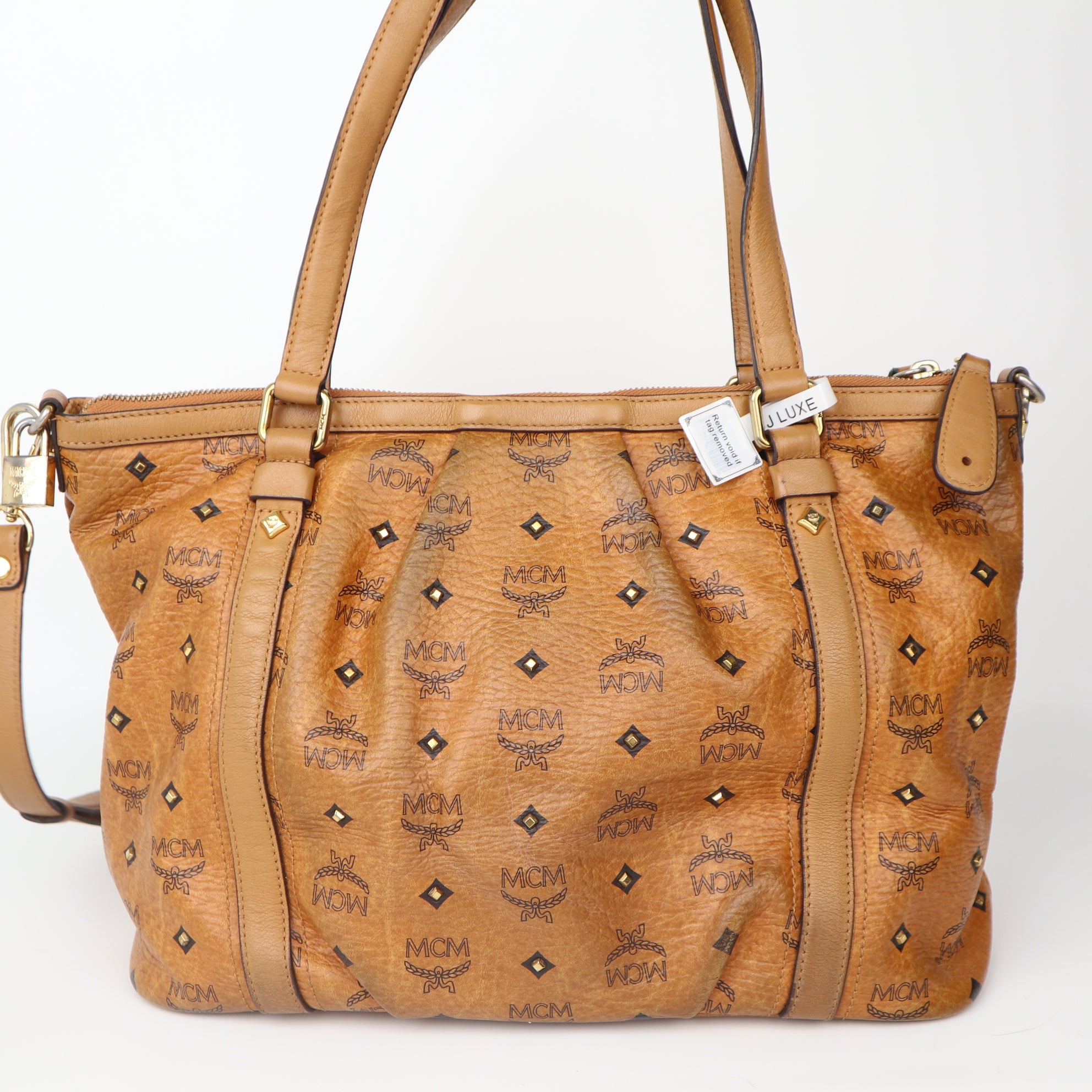 C2043 MCM Cognac Visetos Shoulder Bag Brown Totes - Pre Owned