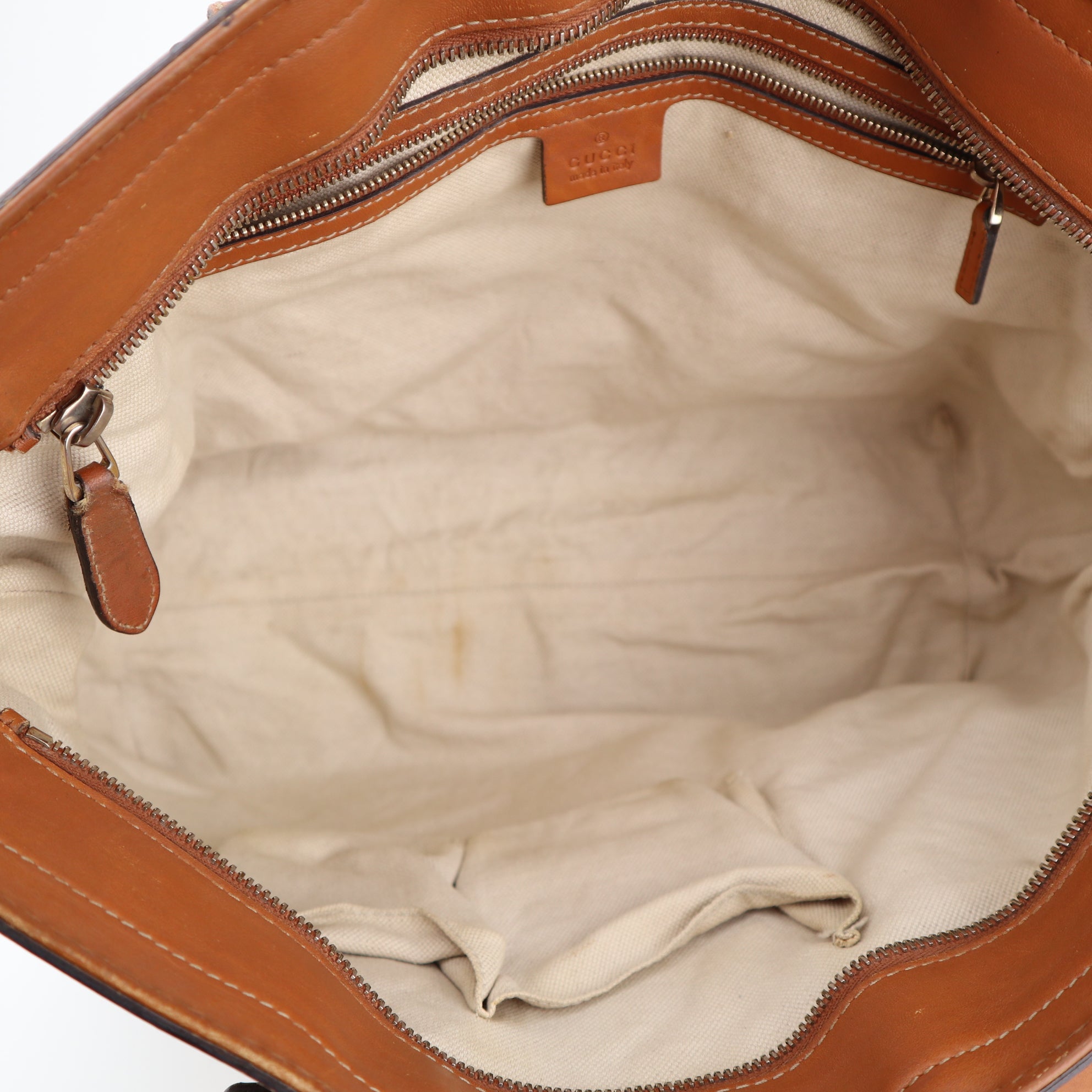 Gucci Monogram Beige/Tan GG Canvas And Leather Heritage Web Tote Shoulder Bag C1544 | Pre-Owned Very Good Beige / Tan Monogram Canvas, Leather