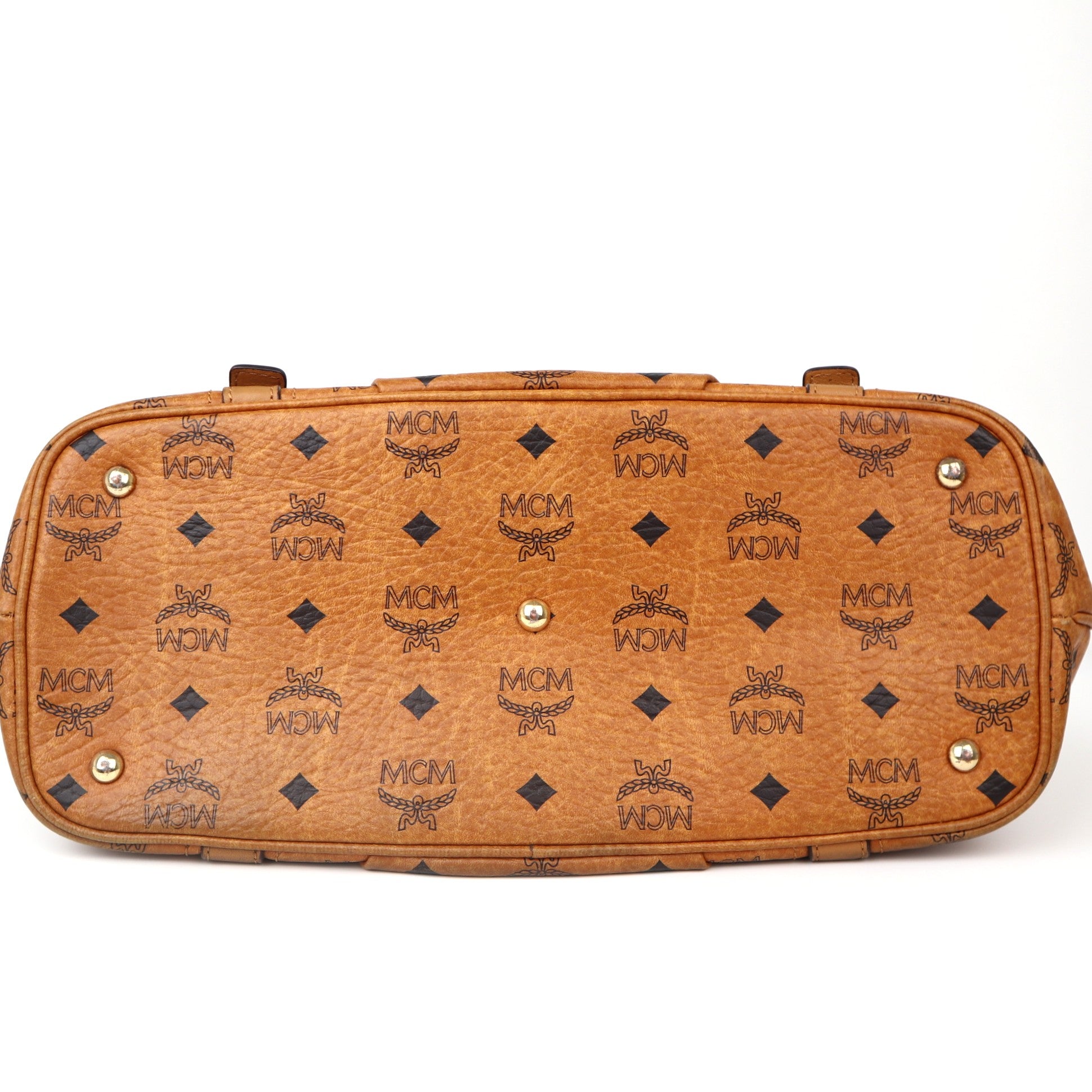 C2043 MCM Cognac Visetos Shoulder Bag Brown Totes - Pre Owned