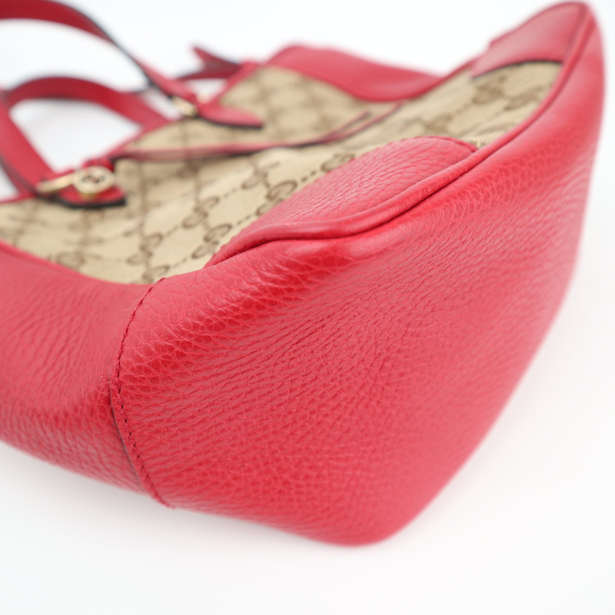 Gucci GG Canvas Bree Top Handle Tote Small Red Crossbody Bag C1545 | Pre-Owned Excellent Red Monogram Canvas
