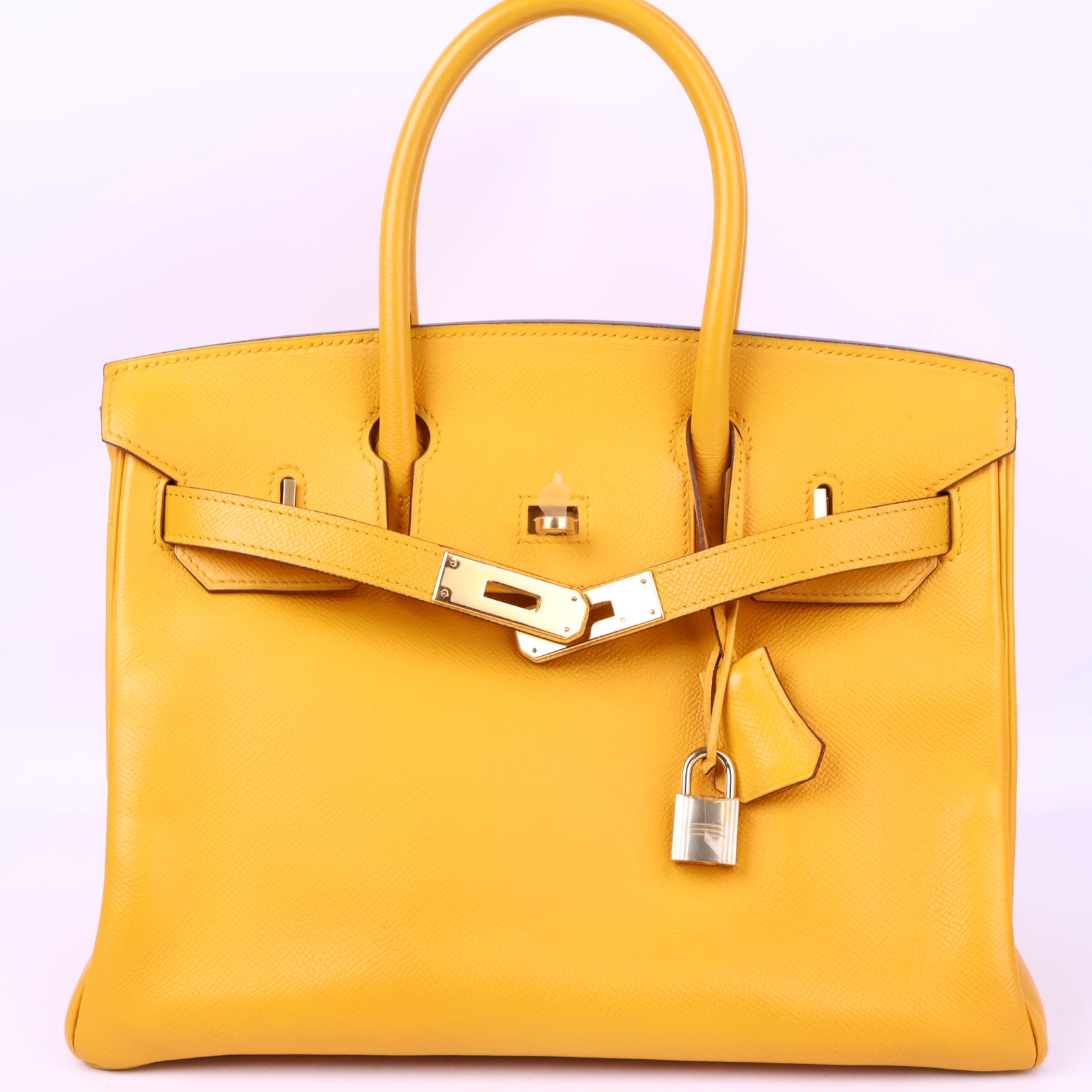 Hermes Birkin 30 Vintage Yellow Top Handle Bag J3014 | Pre-Owned Excellent Yellow Plain Courchevel leather, Epsom leather