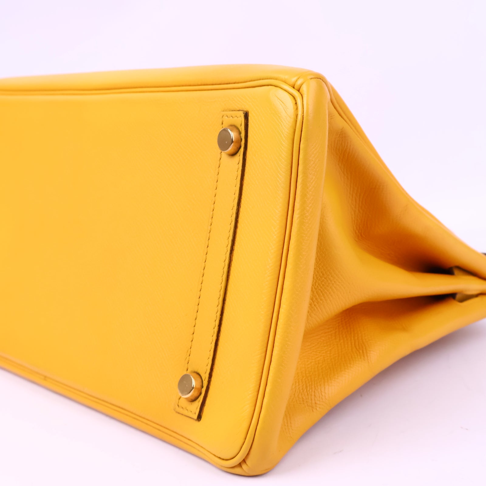 Hermes Birkin 30 Vintage Yellow Top Handle Bag J3014 | Pre-Owned Excellent Yellow Plain Courchevel leather, Epsom leather