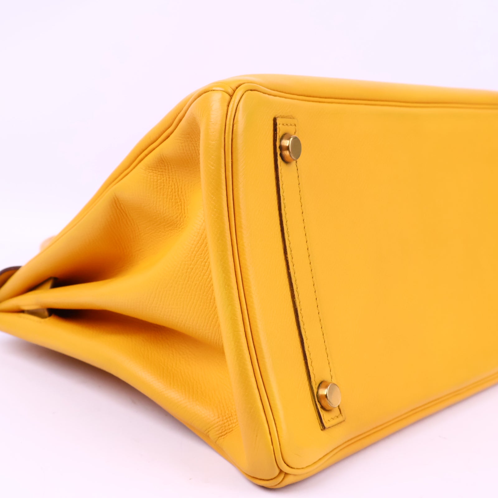 Hermes Birkin 30 Vintage Yellow Top Handle Bag J3014 | Pre-Owned Excellent Yellow Plain Courchevel leather, Epsom leather